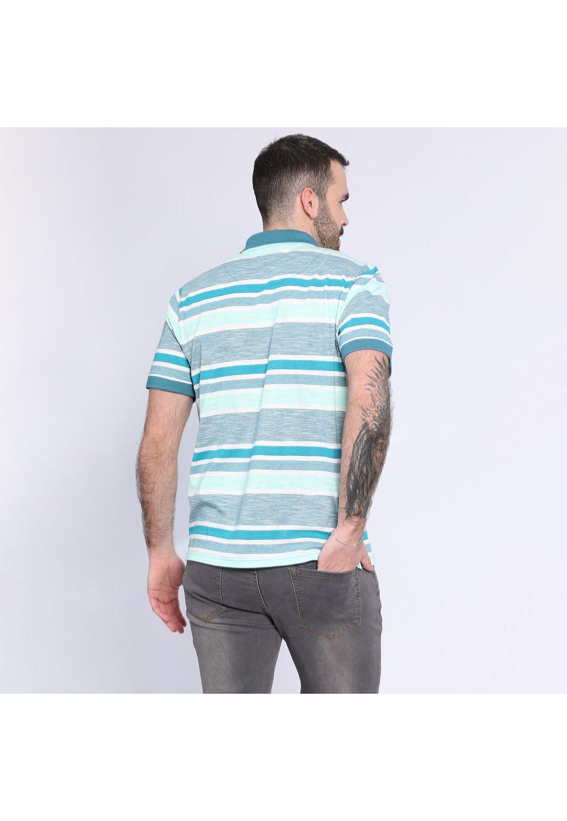 Polera Estampada A Rayas Celeste-1