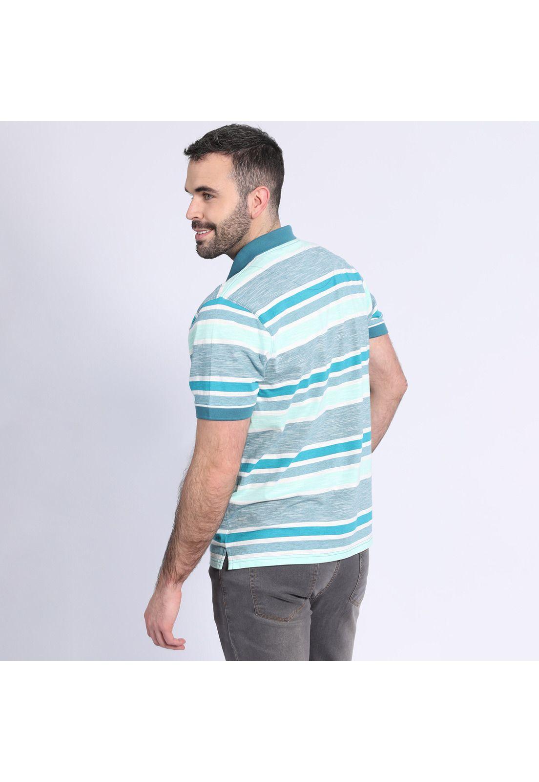 Polera Estampada A Rayas Celeste-2