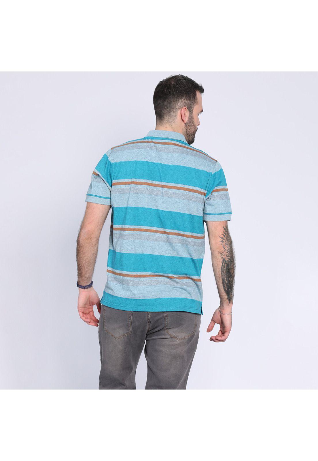 Polera Estampada A Rayas Azul-1