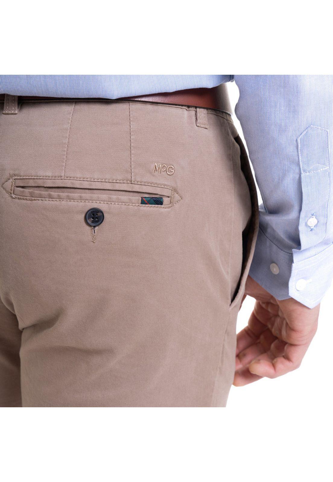 Pantalón Chino Spandex Beige Medio Gabardina Elasticado Hombre-3