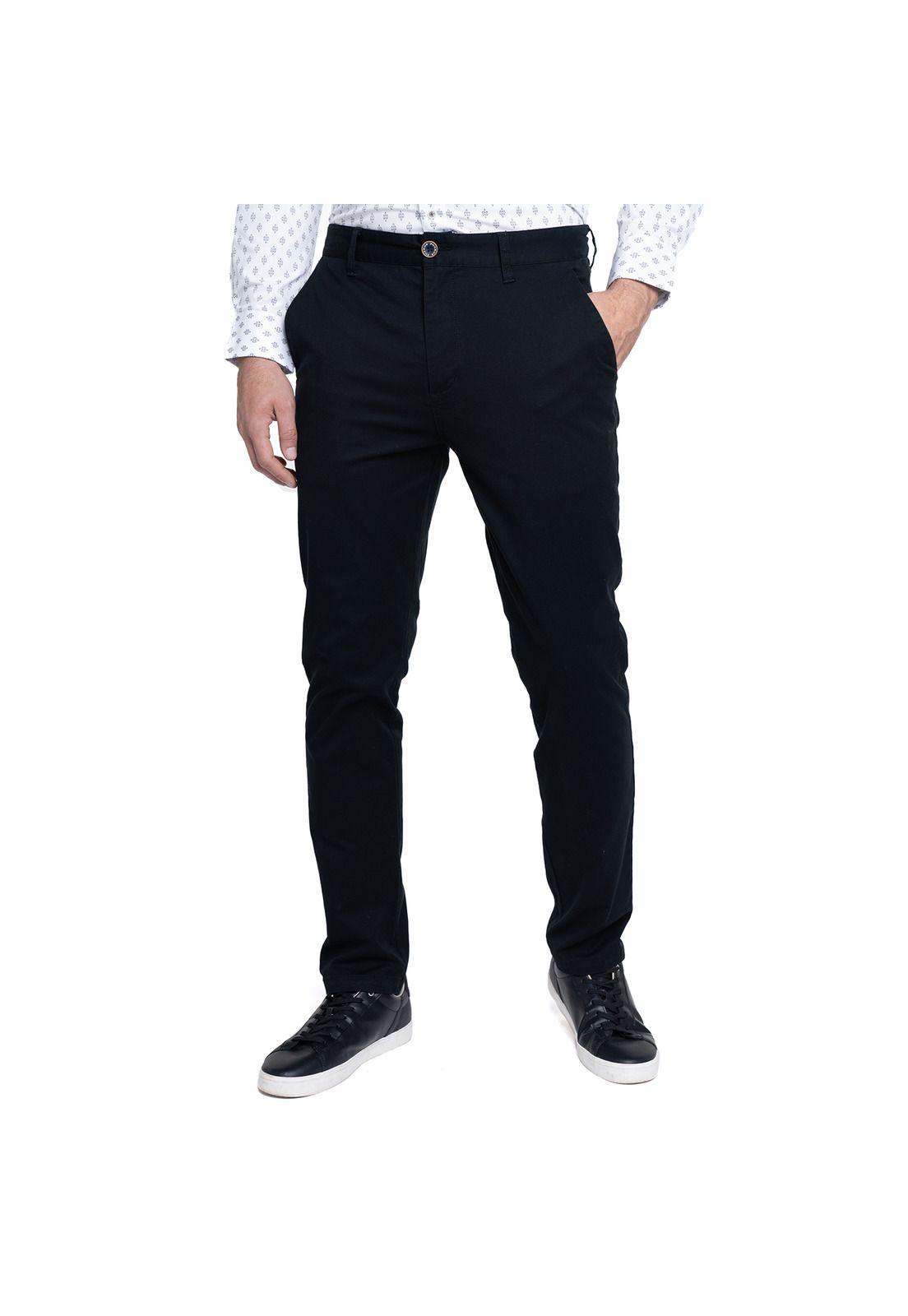 Pantalón Budapest Hombre Negro Algodón -0