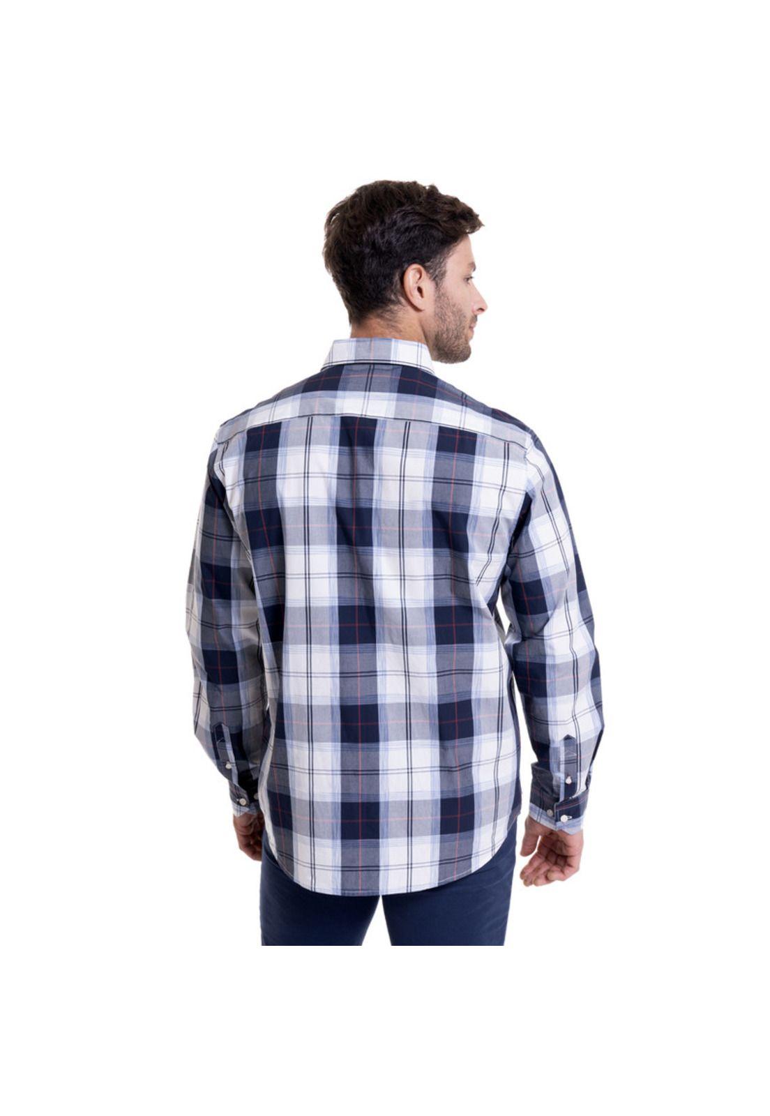 Camisa Escocesa Regular Fit Azul melange-1