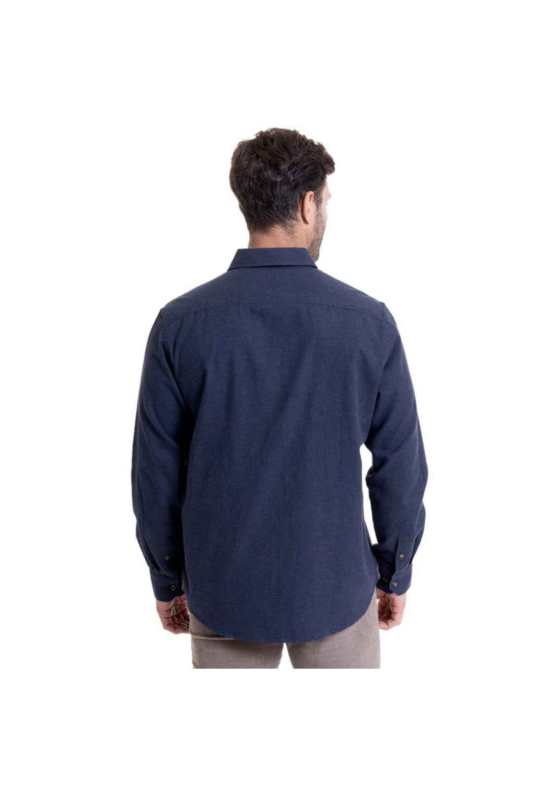 Camisa Algodón Comfort Fit Azul Marino-1