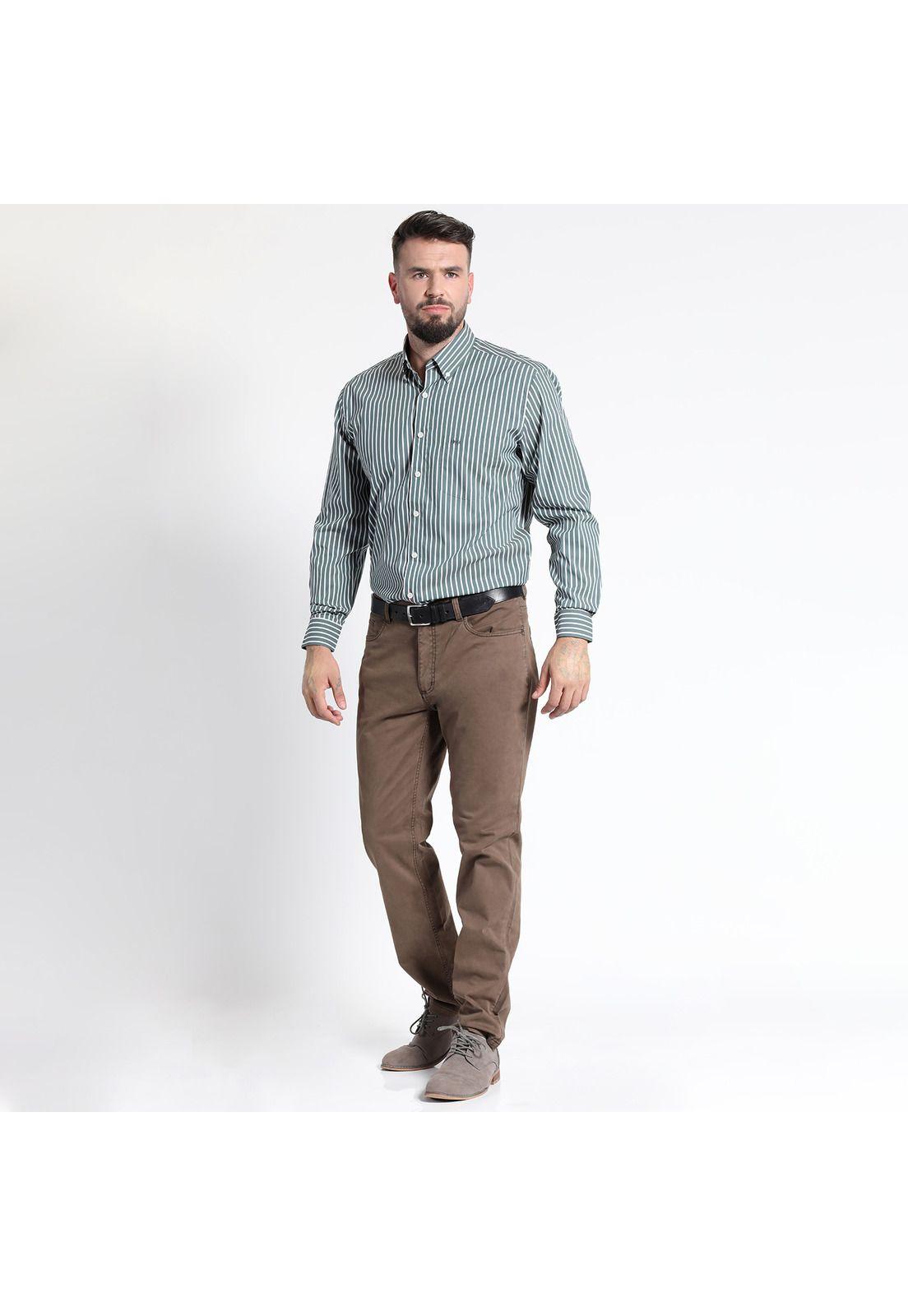 CAMISA MANGA LARGA RAYAS YD COMFORT FIT-0