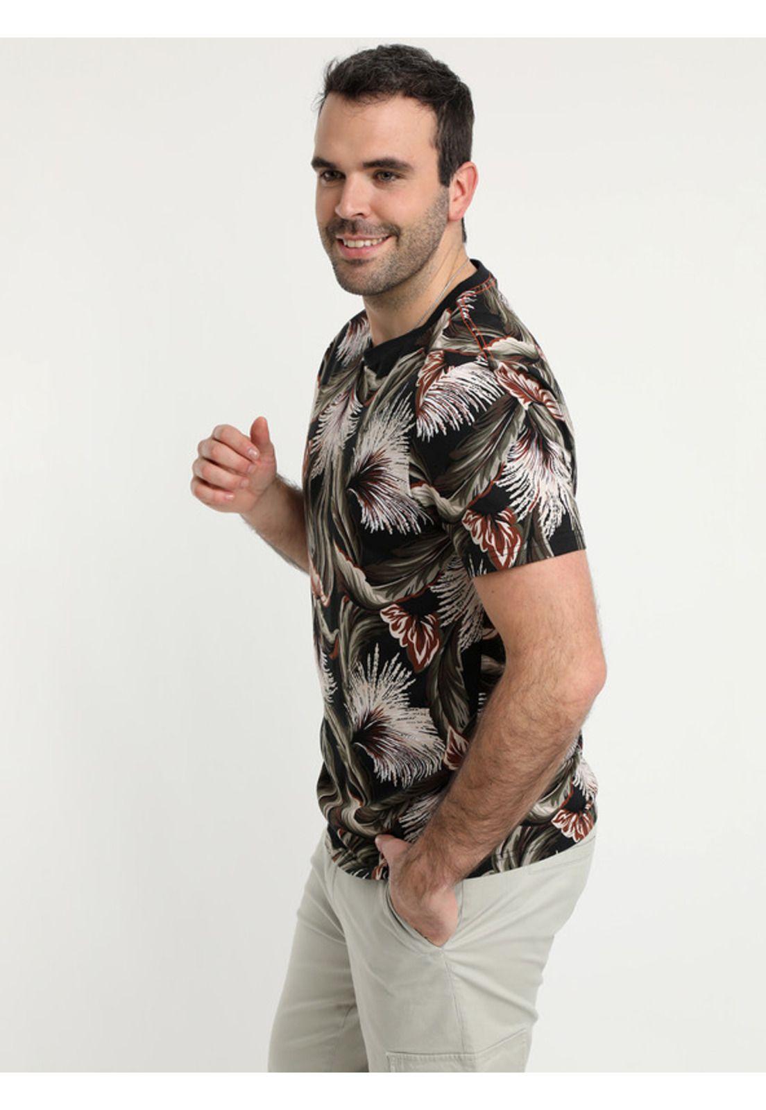 Polera Cuello Redondo Estampada Negro-0