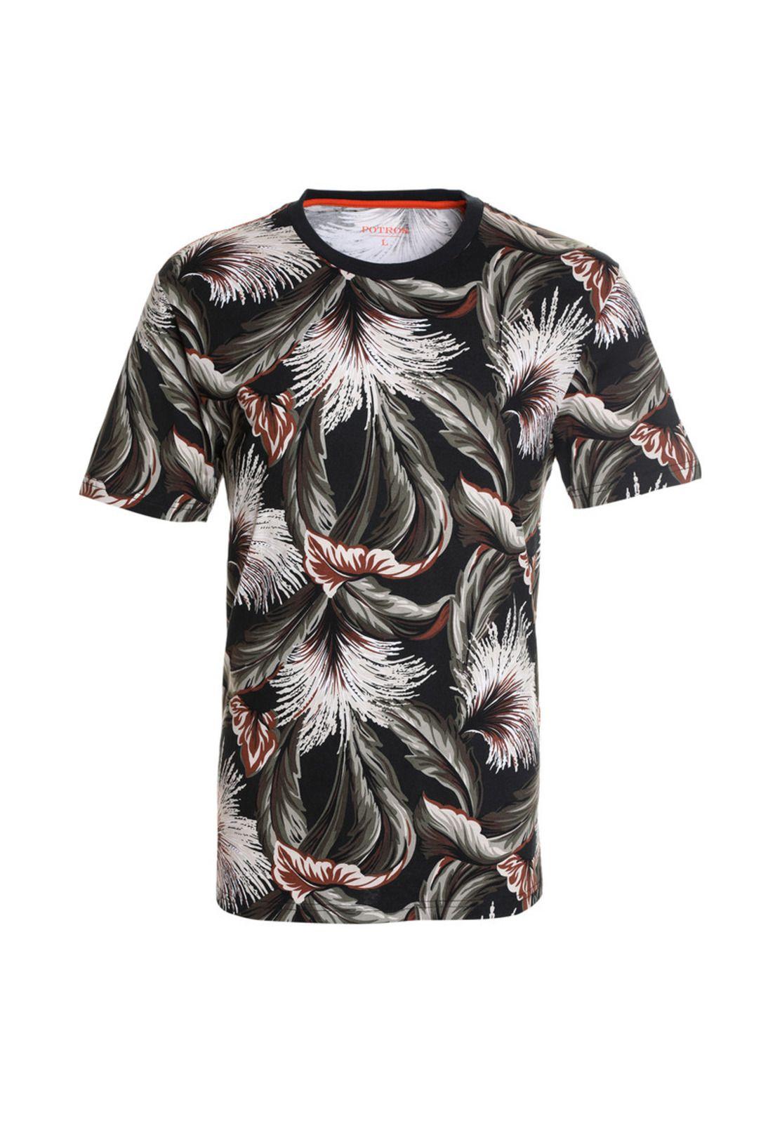 Polera Cuello Redondo Estampada Negro-3
