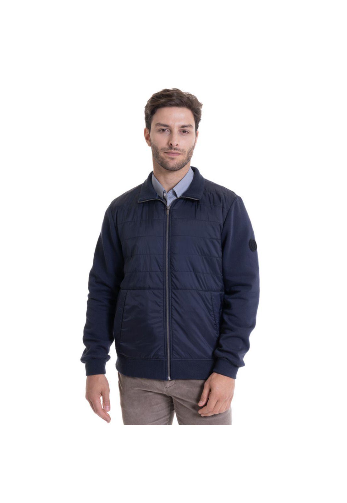 Poleron Frente Acolchado Hombre Casual Azul Marino-0