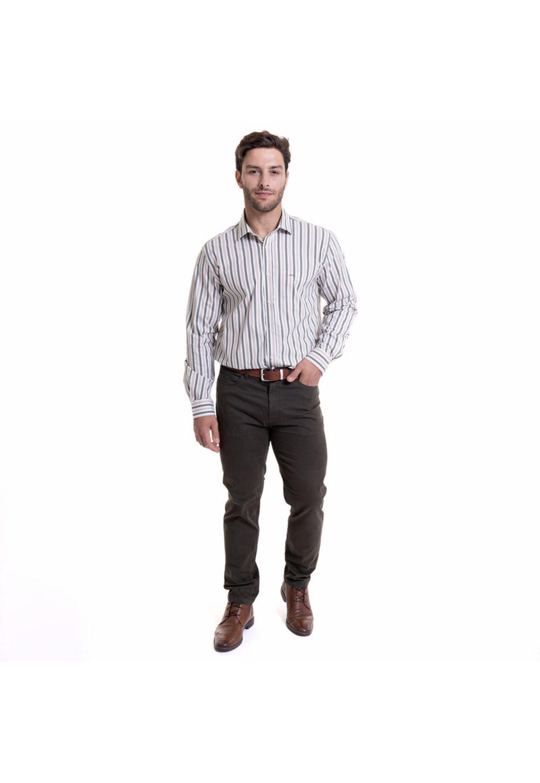 Camisa Rayas Comfort Fit Verde claro-2