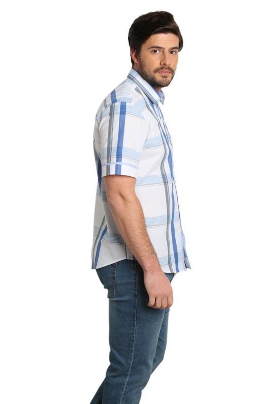 Camisa Diseño Algodón MC Slim Fit Celeste Claro-1