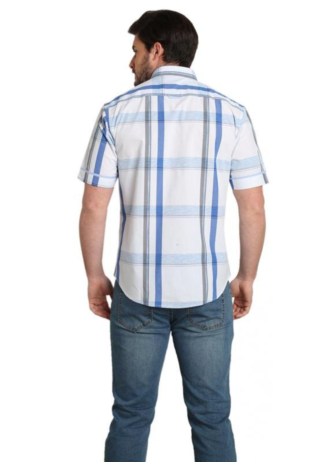 Camisa Diseño Algodón MC Slim Fit Celeste Claro-2