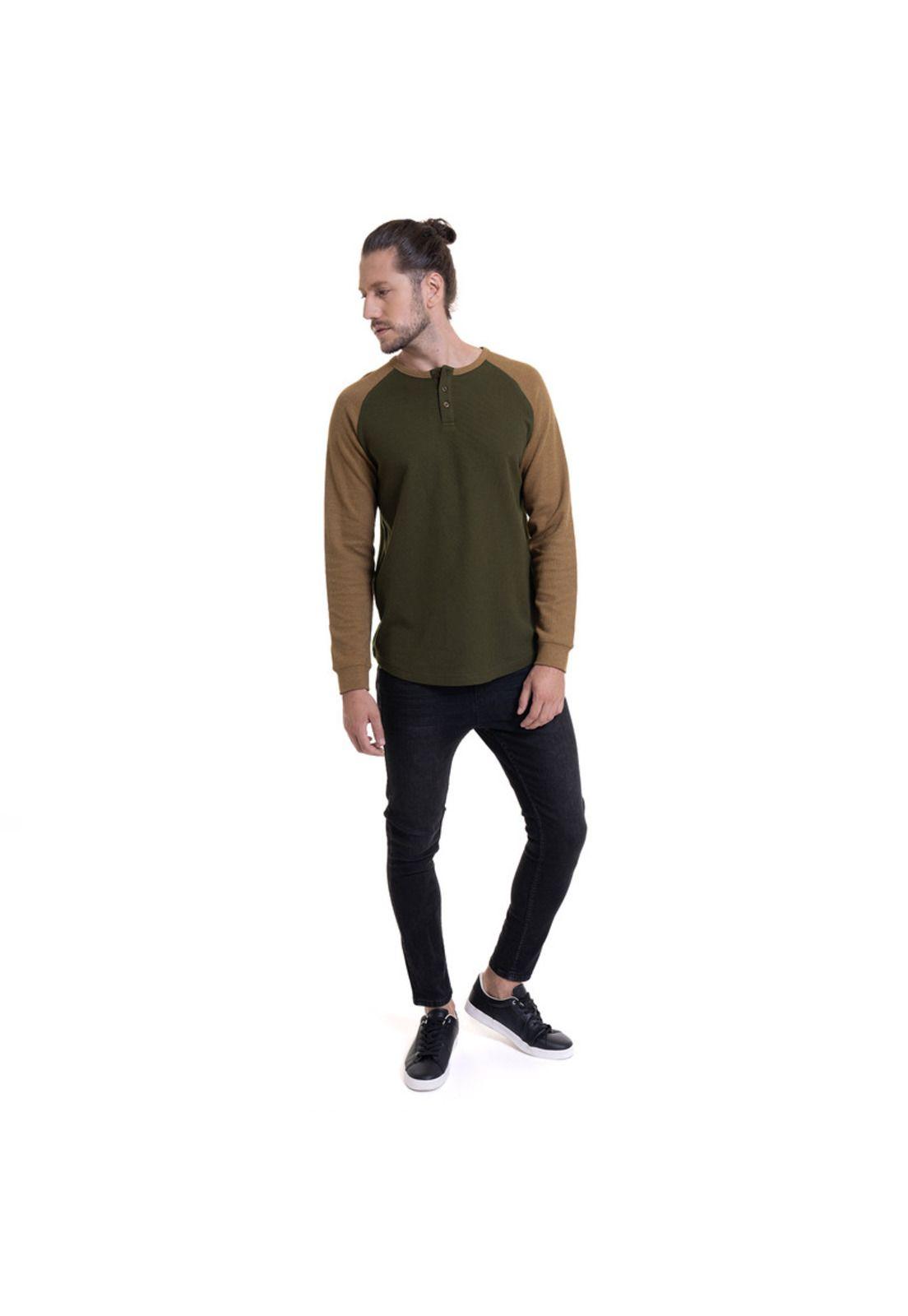 Polera Waffle Con Boton Café-2