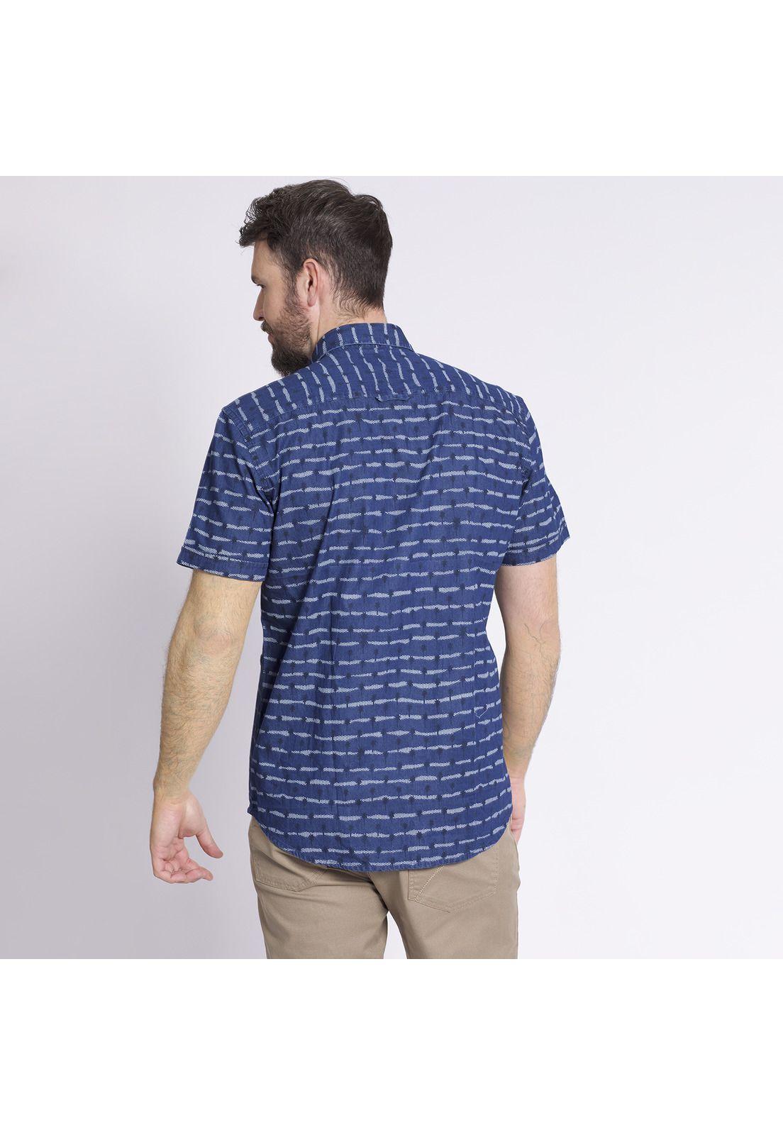 Camisa Manga Corta Estampada Regular Fit Indigo Azul marino-0