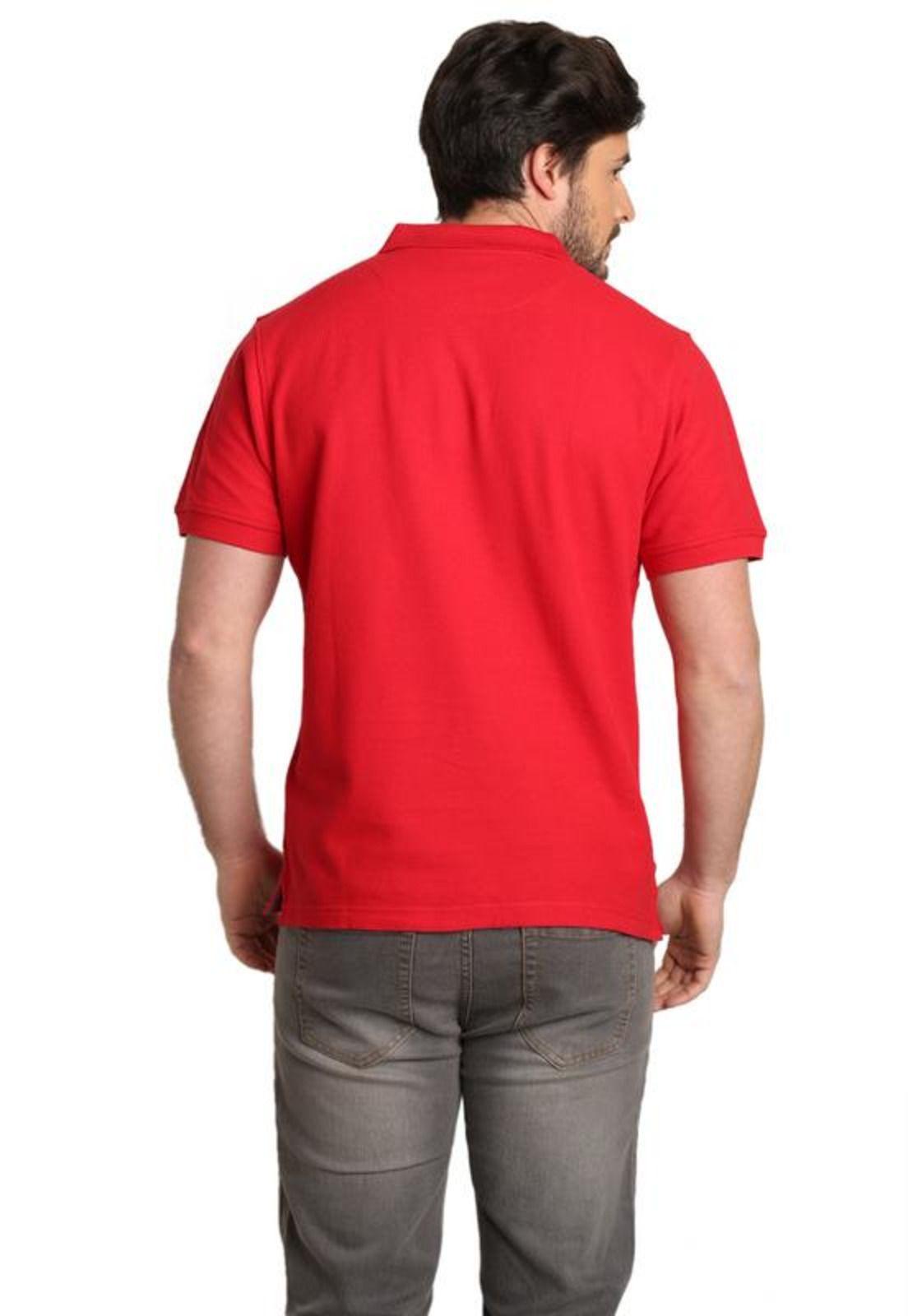 Polera Piqué Diseño En Cuello Rojo-1