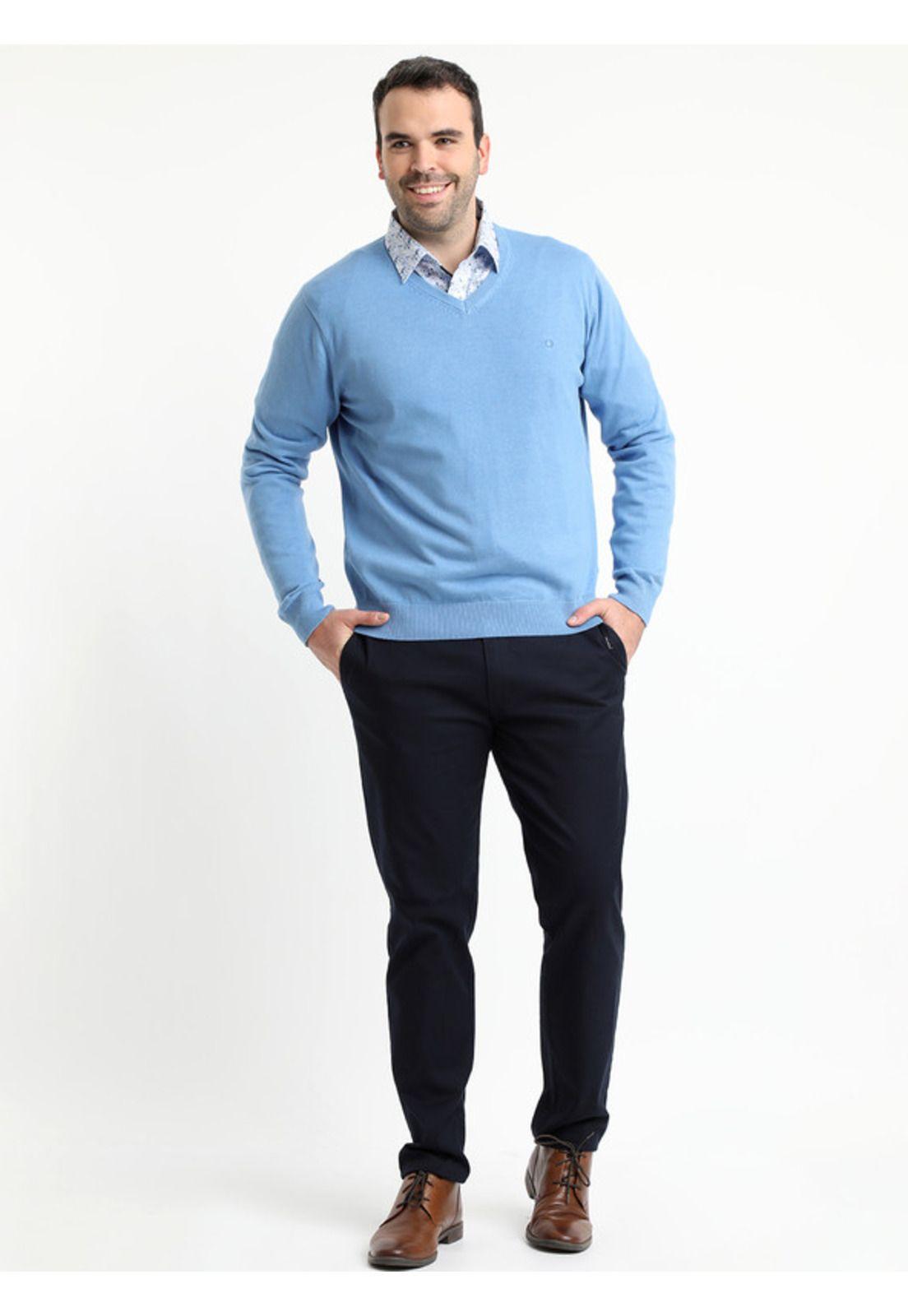 Sweater Cuello V Azul oscuro-1