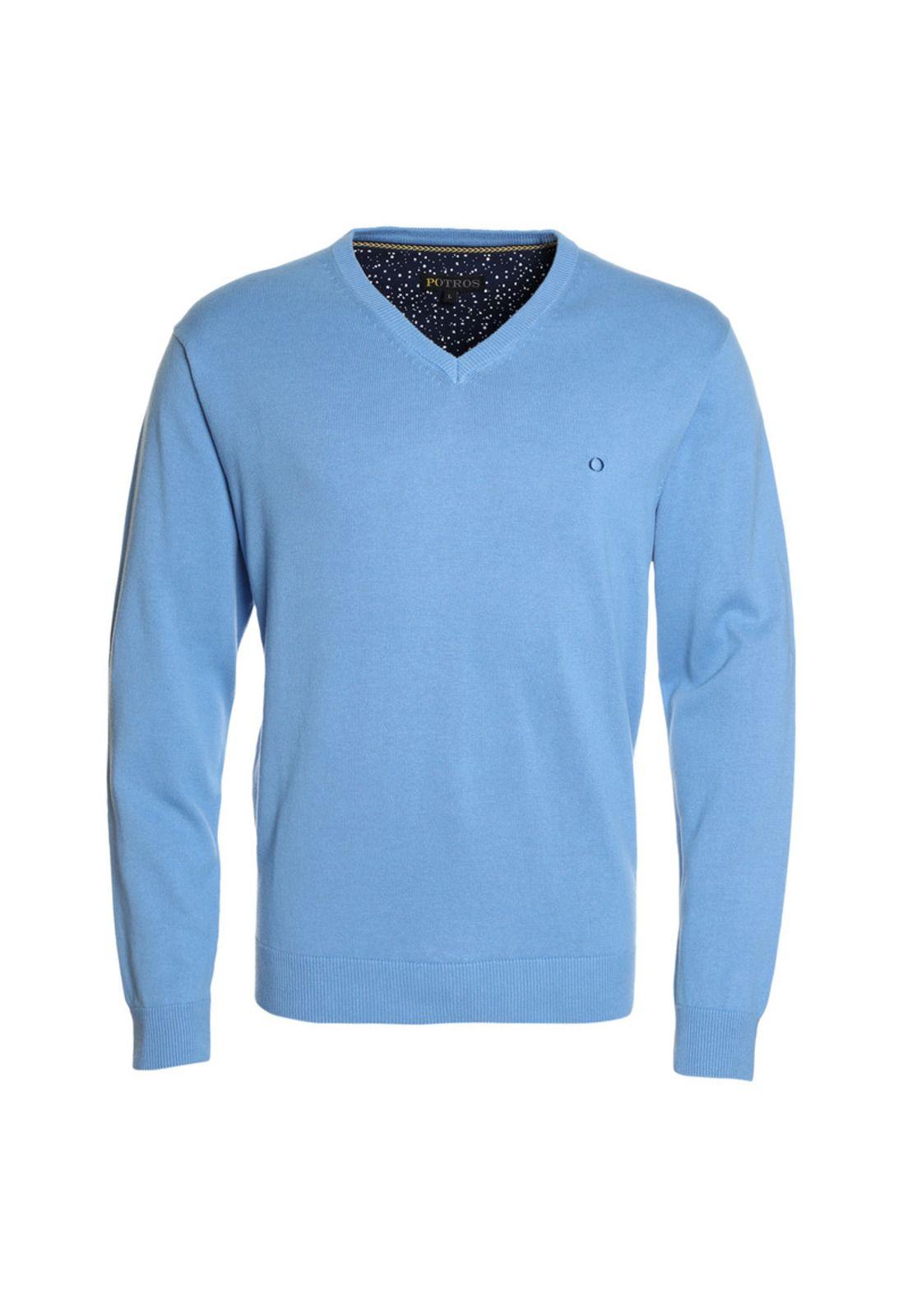 Sweater Cuello V Azul oscuro-3