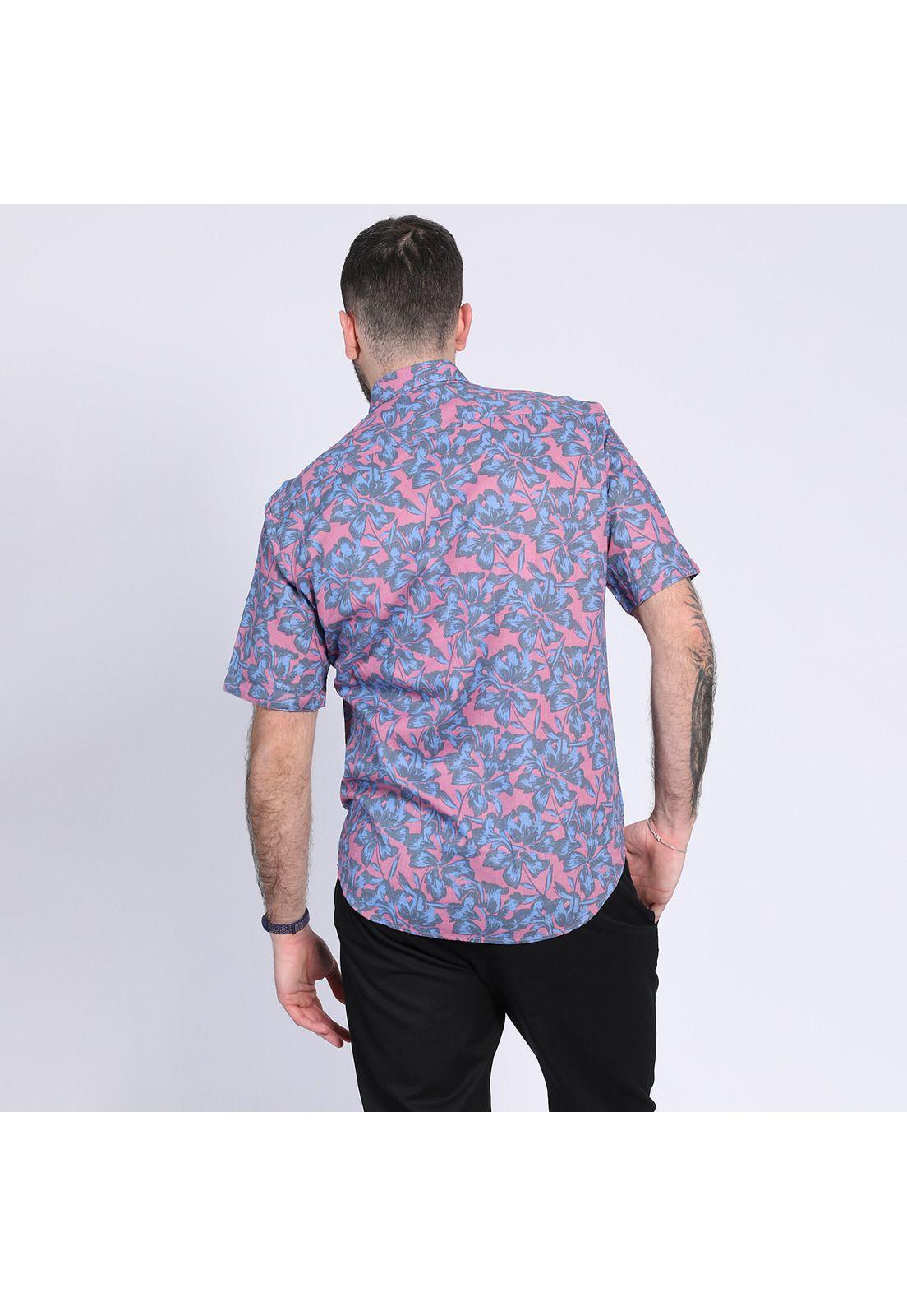 Camisa Lino Estampada  Palo rosa-1