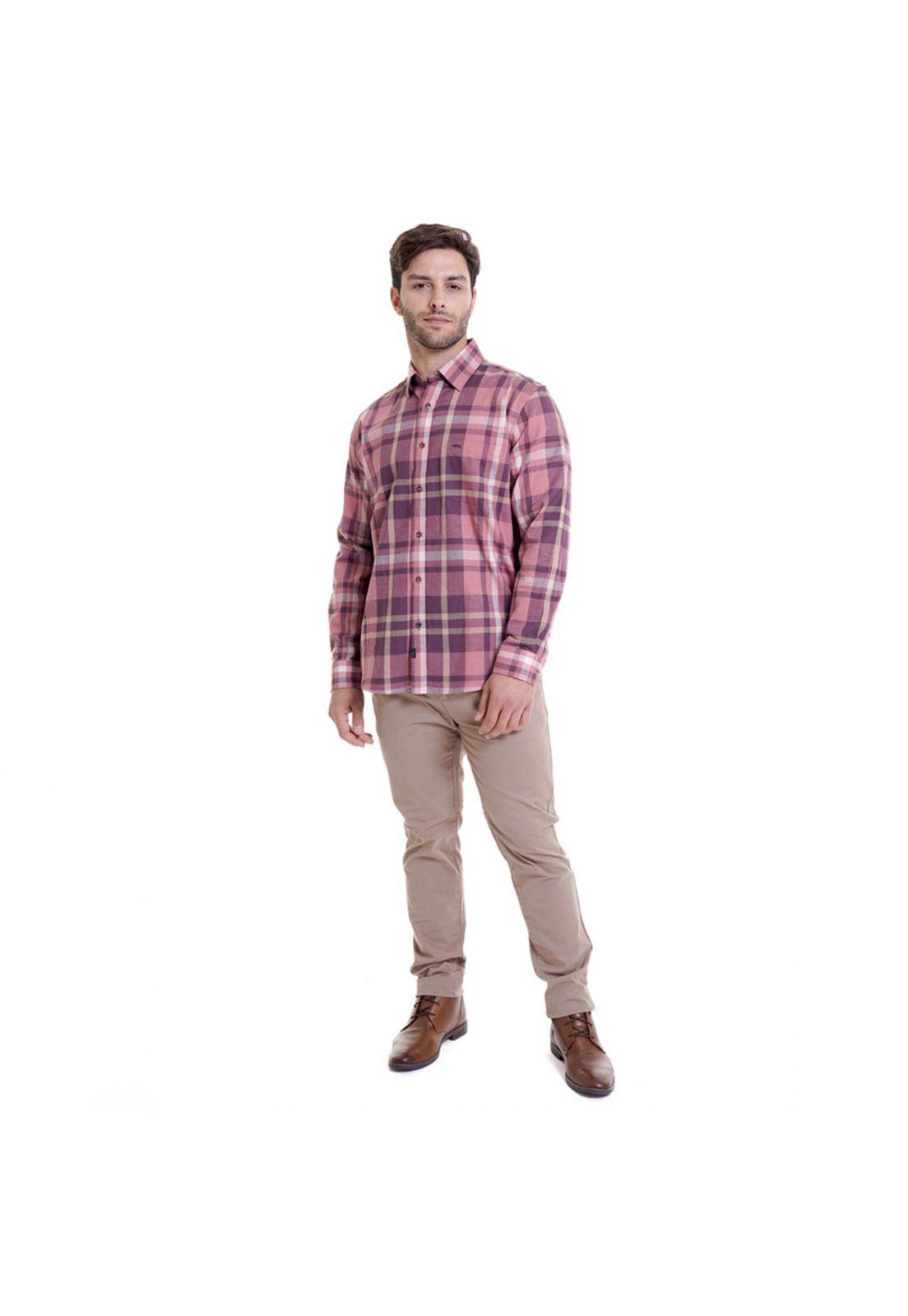 Camisa Villela Escocesa Regular Fit Coral-2