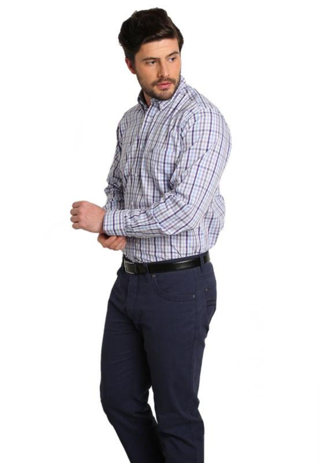 Camisa Cuello Americano Classic Fit Celeste Claro-1