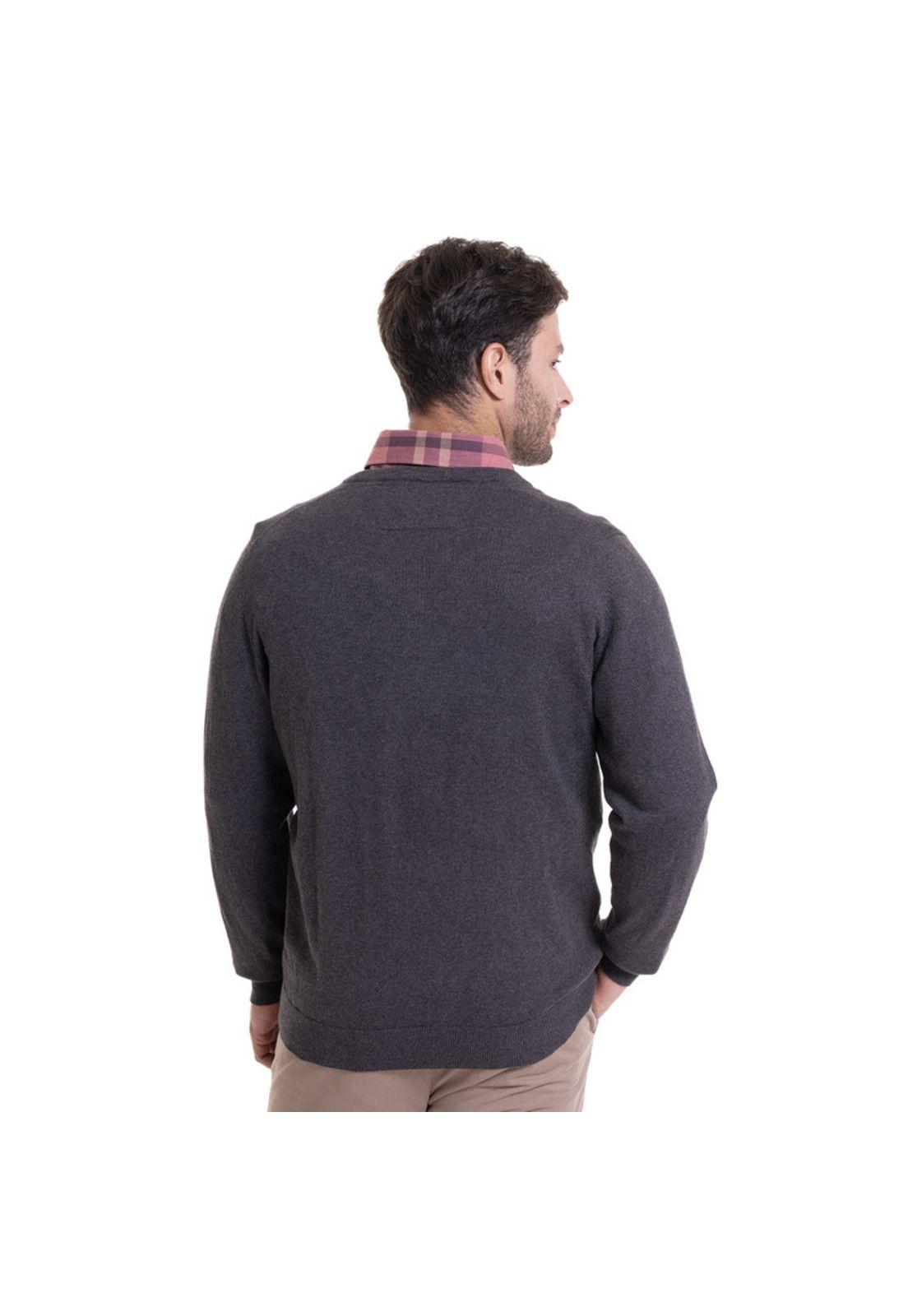 Sweater Cuello V Melange Gris Oscuro-1