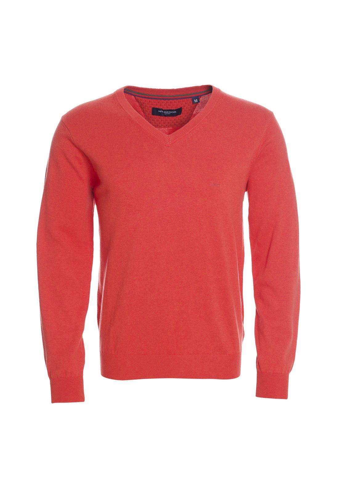 Sweater Cuello V Melange Coral-3