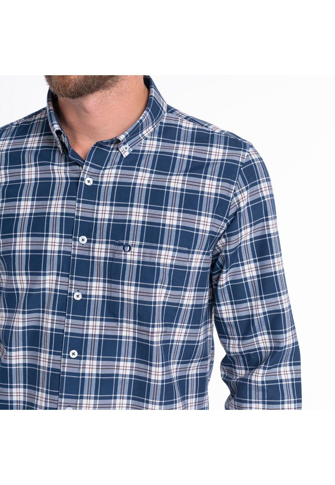 CAMISA MANGA LARGA OXFORD CUADROS HOMBRE LEON.-3