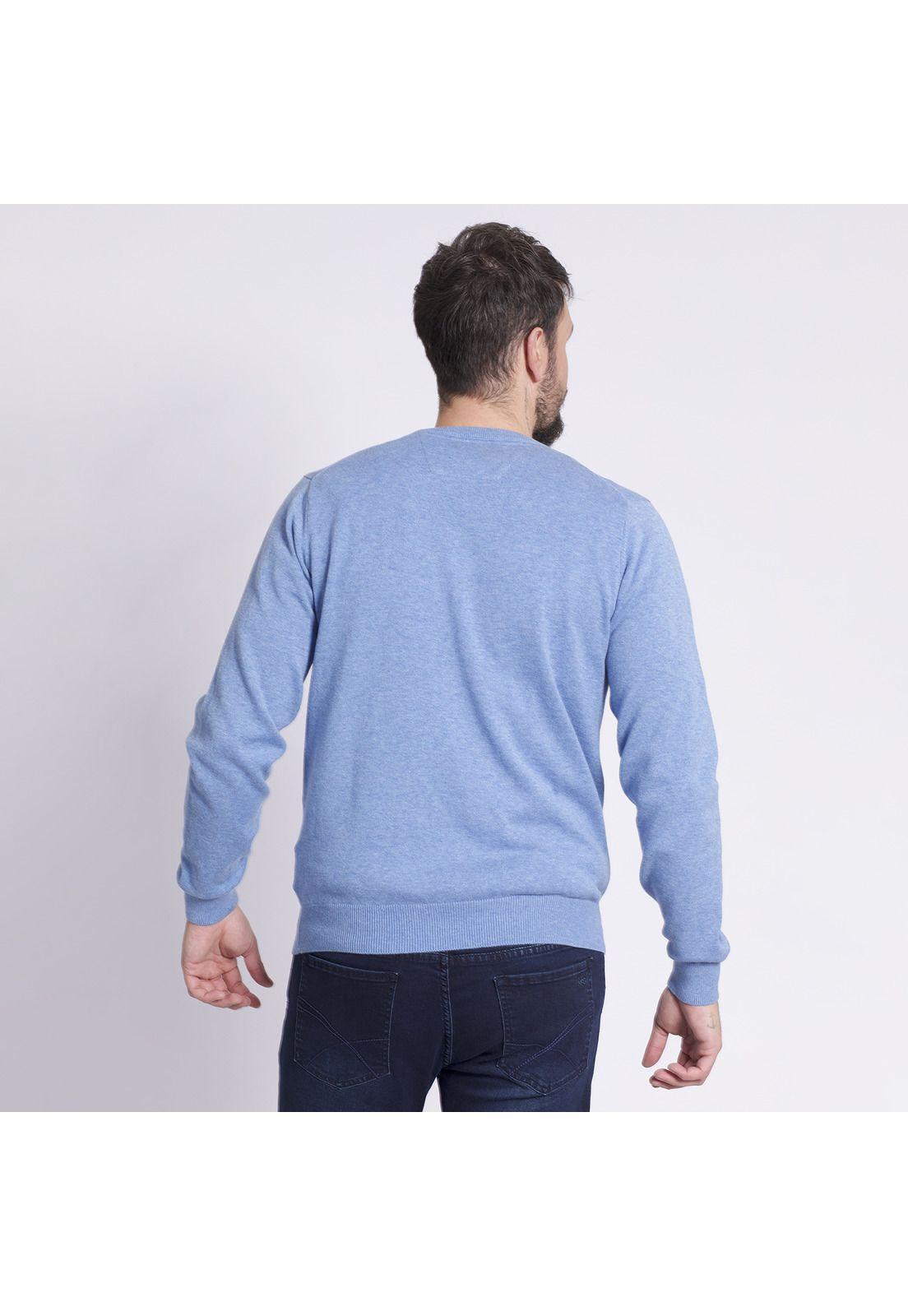 Sweater Cuello V Melange Celeste-2
