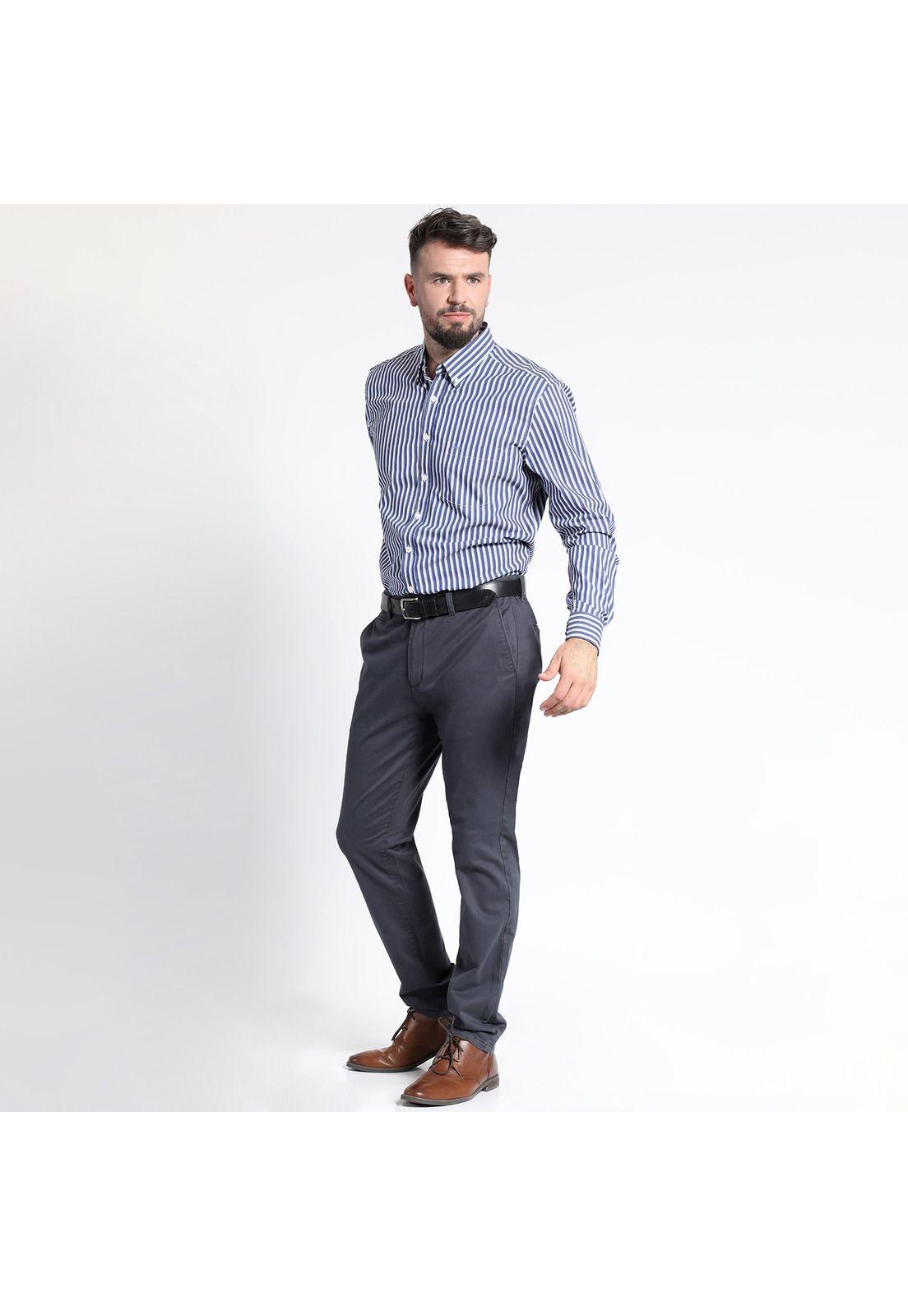 CAMISA MANGA LARGA RAYAS YD COMFORT FIT-0