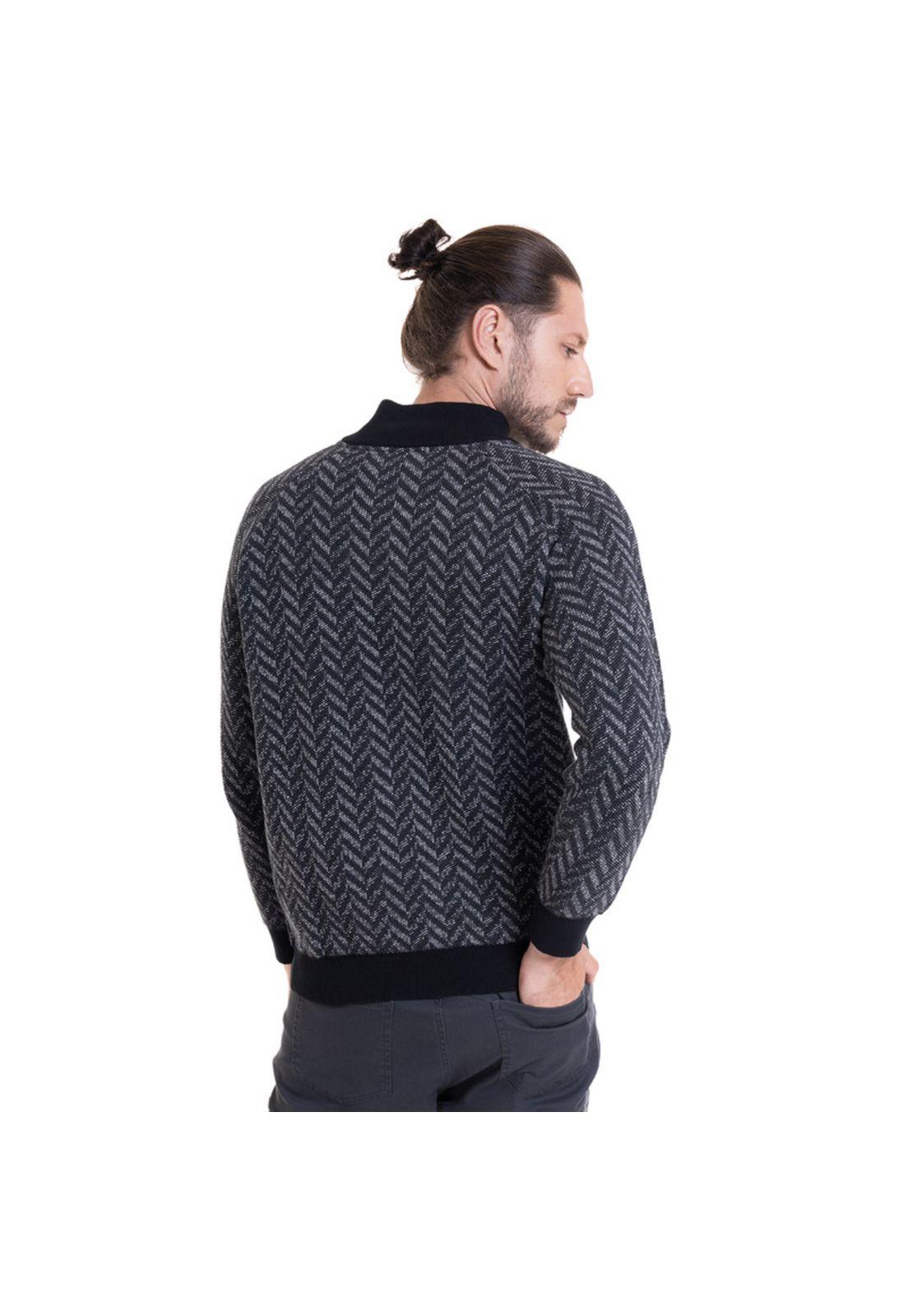 Sweater Half Zipper Contraste Negro-1