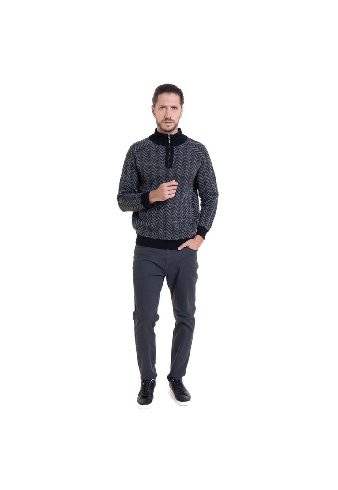 Sweater Half Zipper Contraste Negro-2