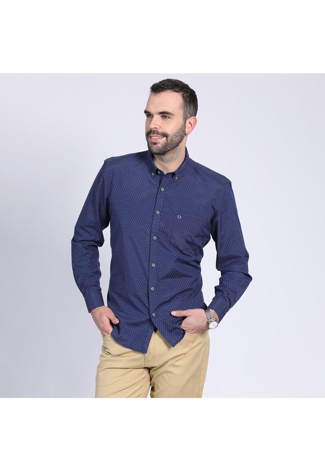 Camisa Jacquard Sport Azul marino-0