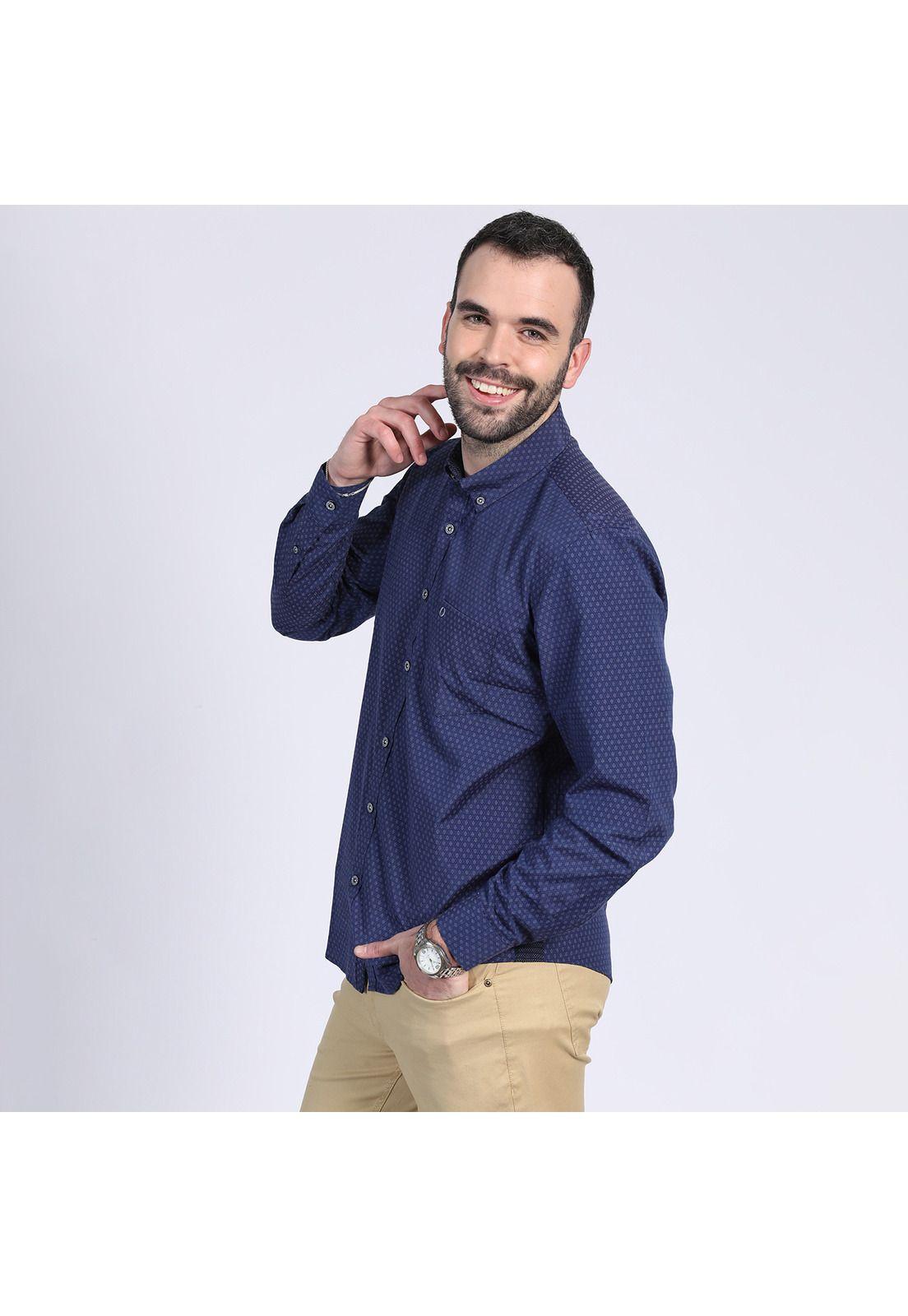 Camisa Jacquard Sport Azul marino-1