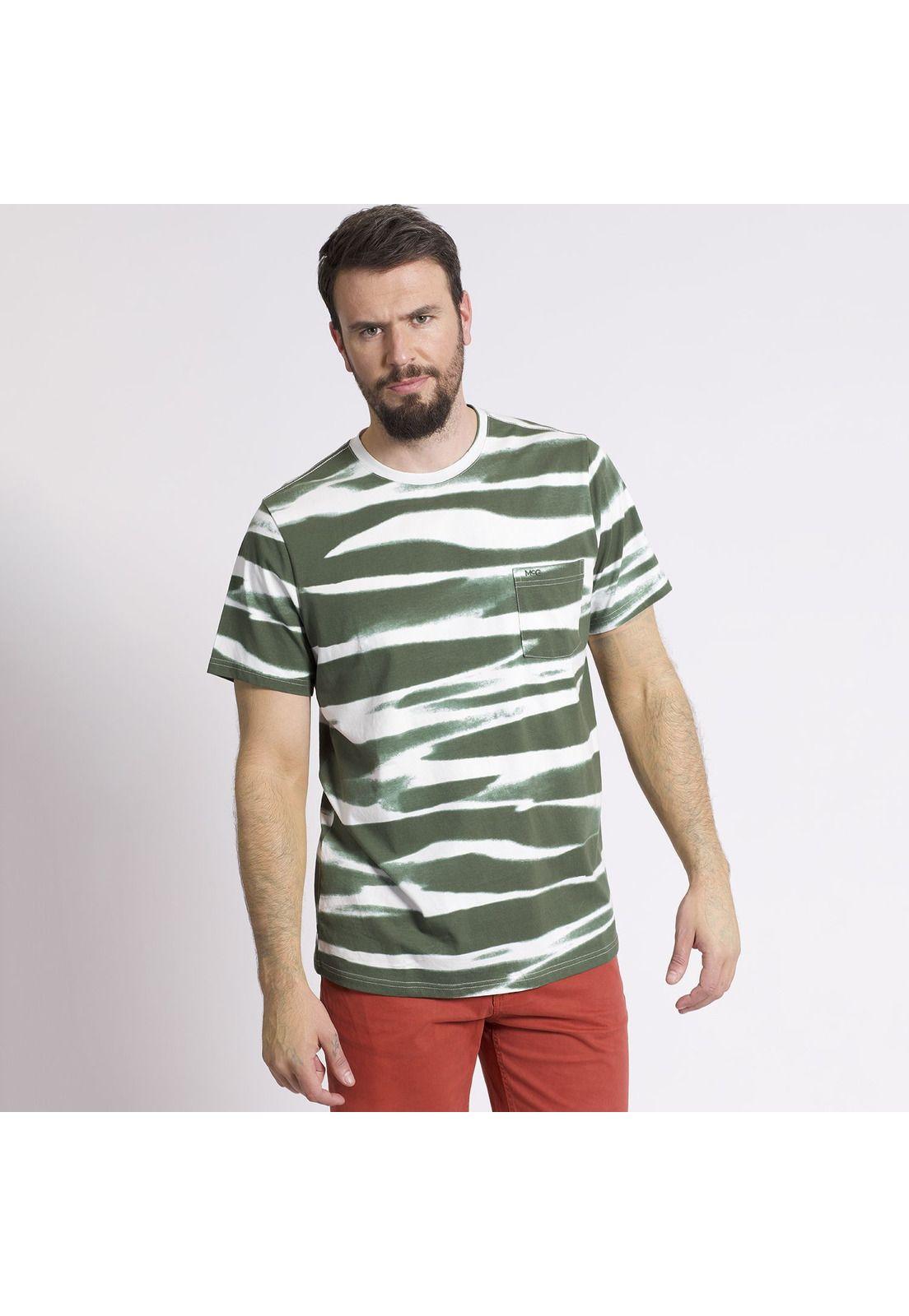 Polera Manga Corta Tie Dye Regular Fit Print Verde oscuro-0