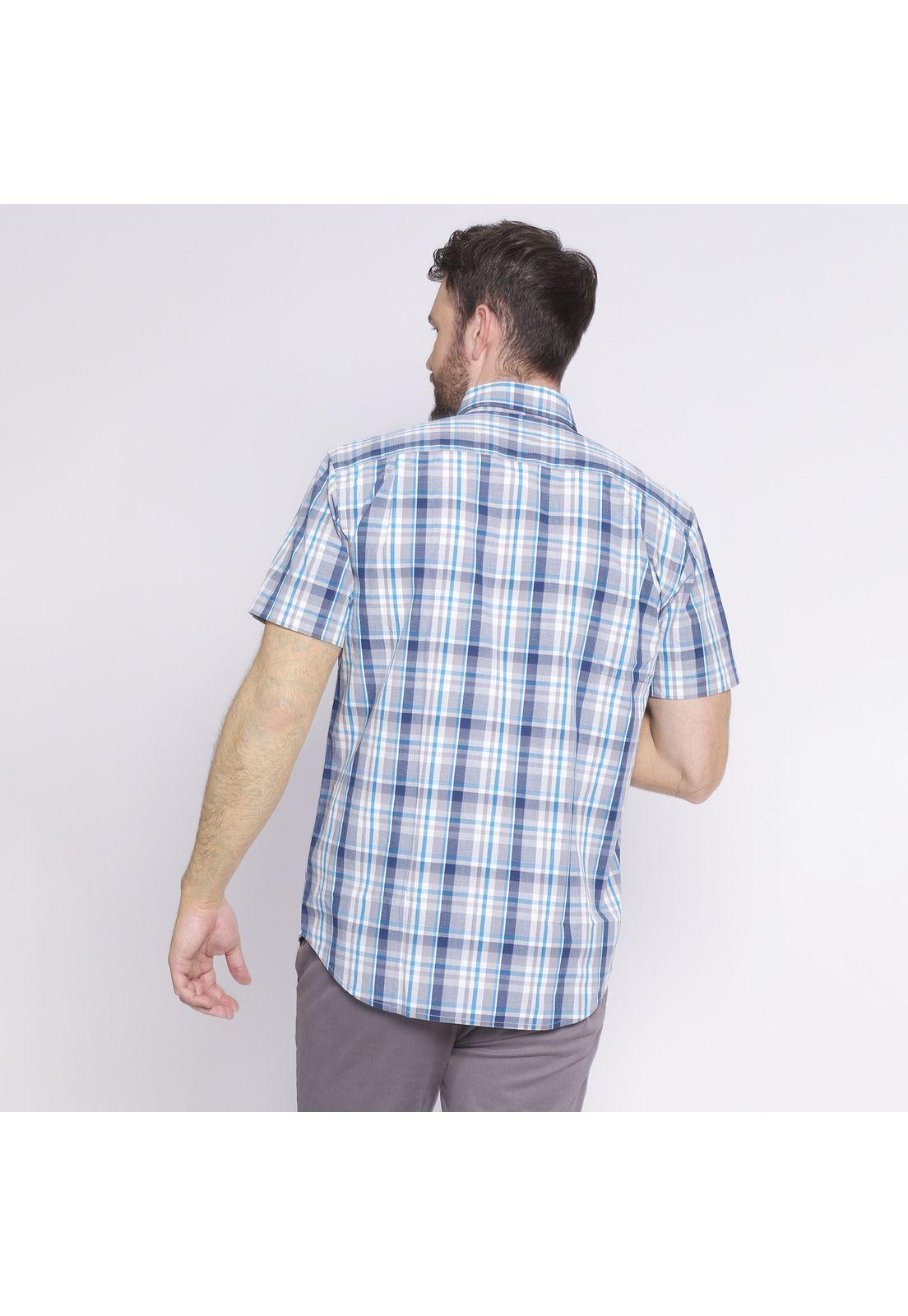 Camisa Manga Corta Escocesa Regular Fit Algodón Multicolor Gris-3