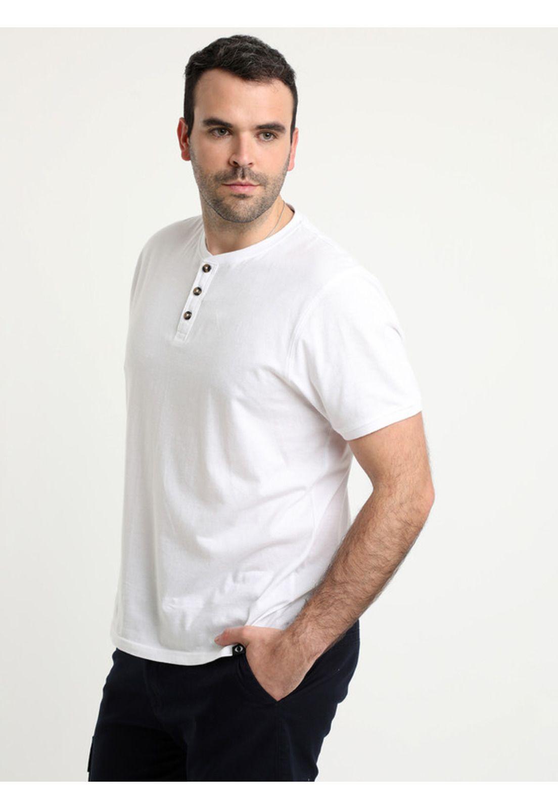 Polera Jersey Botones En Cuello Blanco-2