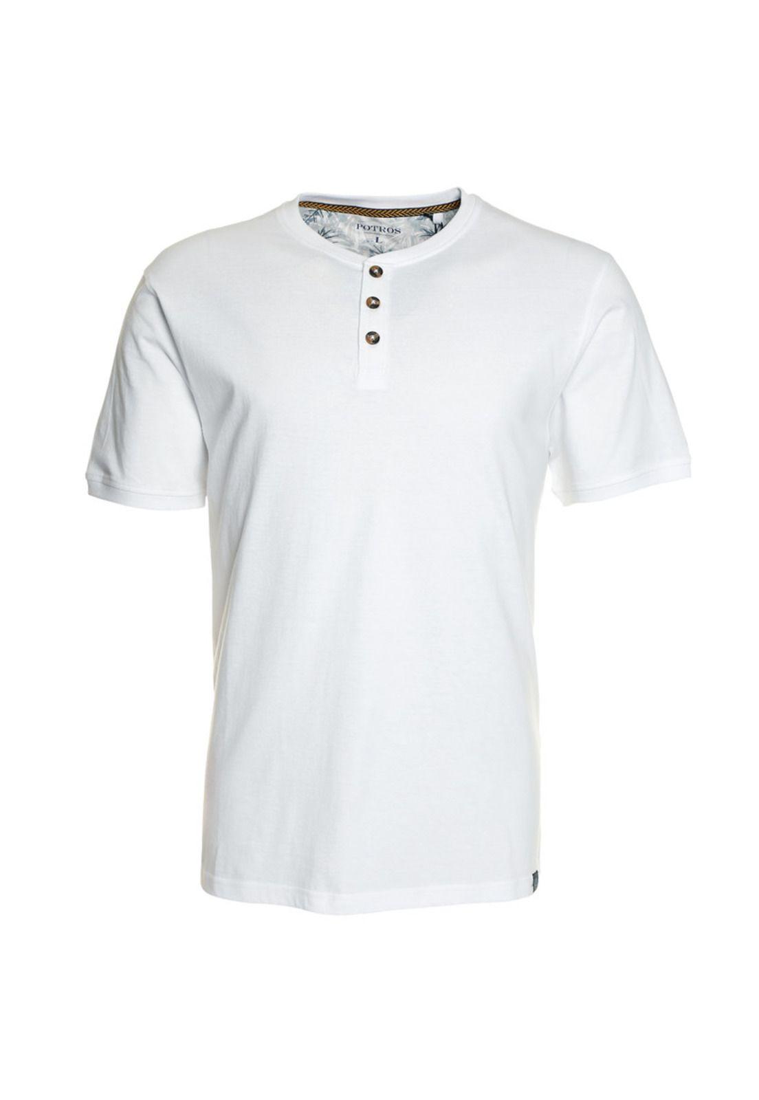 Polera Jersey Botones En Cuello Blanco-3
