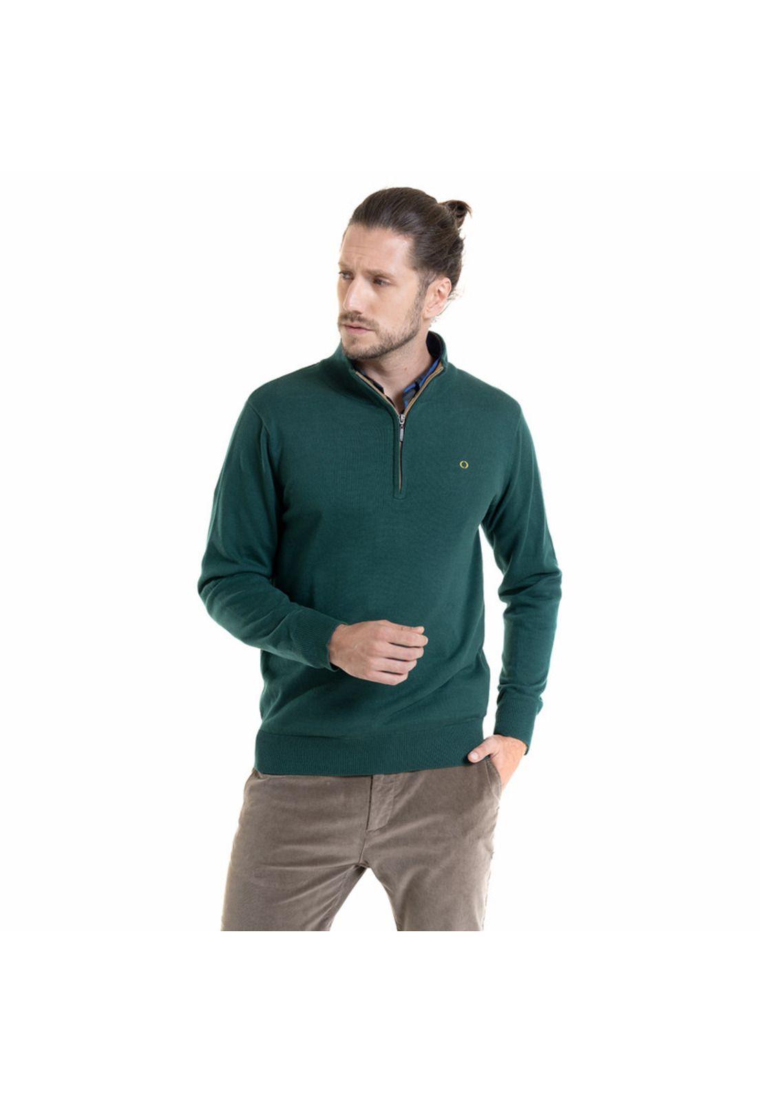 Sweater Half Zipper Verde petróleo-0