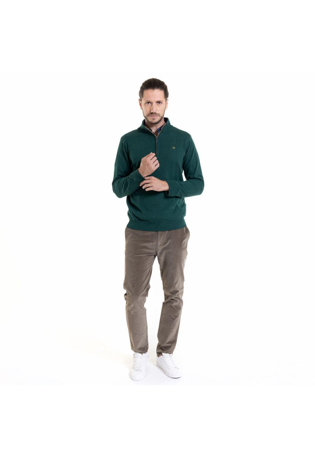 Sweater Half Zipper Verde petróleo-2
