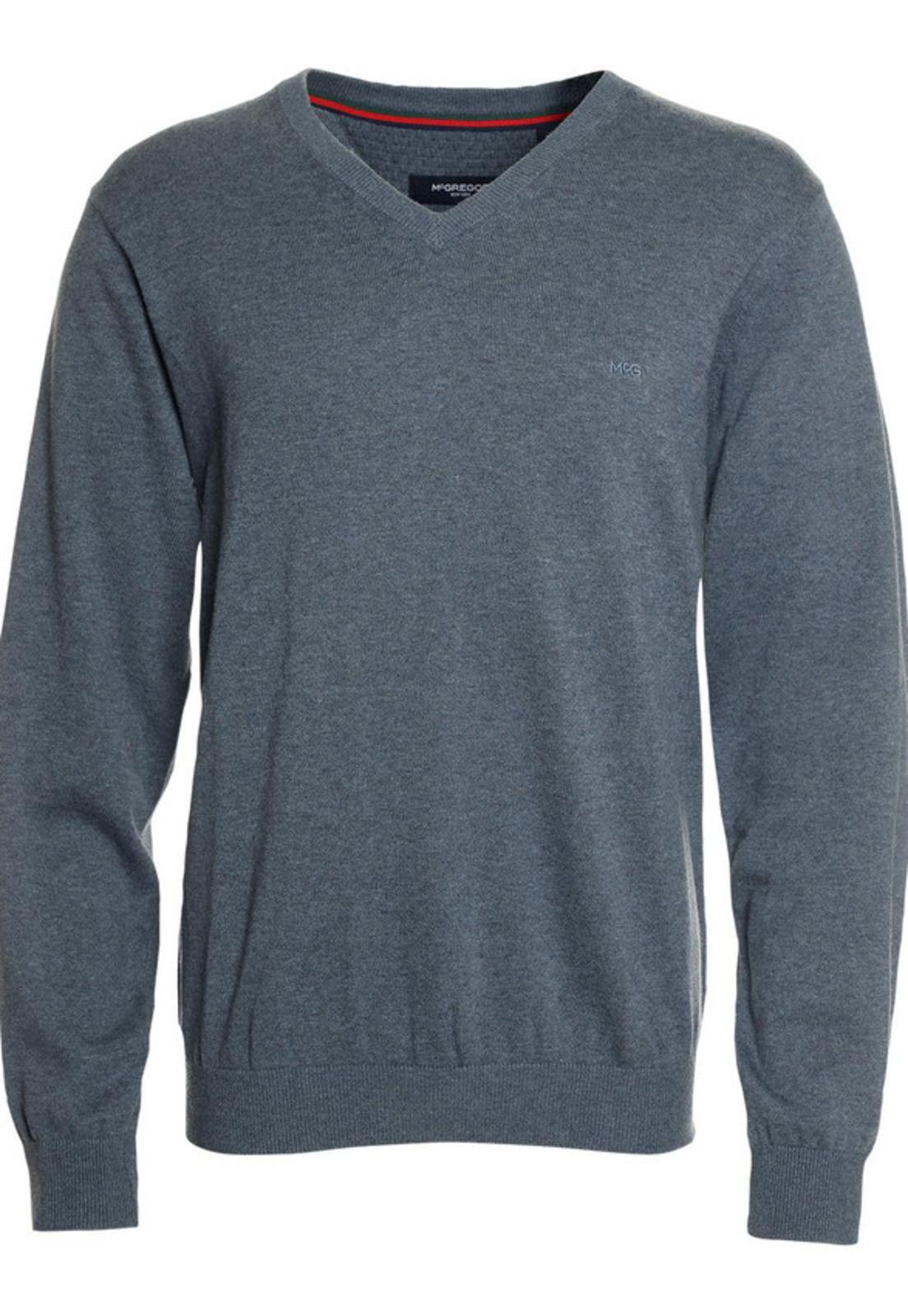 Sweater Cuello V Melange Azul Denim-3