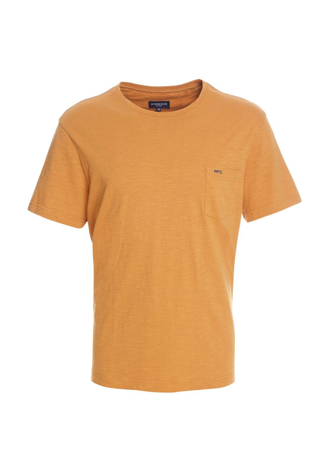 Polera Manga Corta Bolsillo Regular Fit Texturada Naranja-3