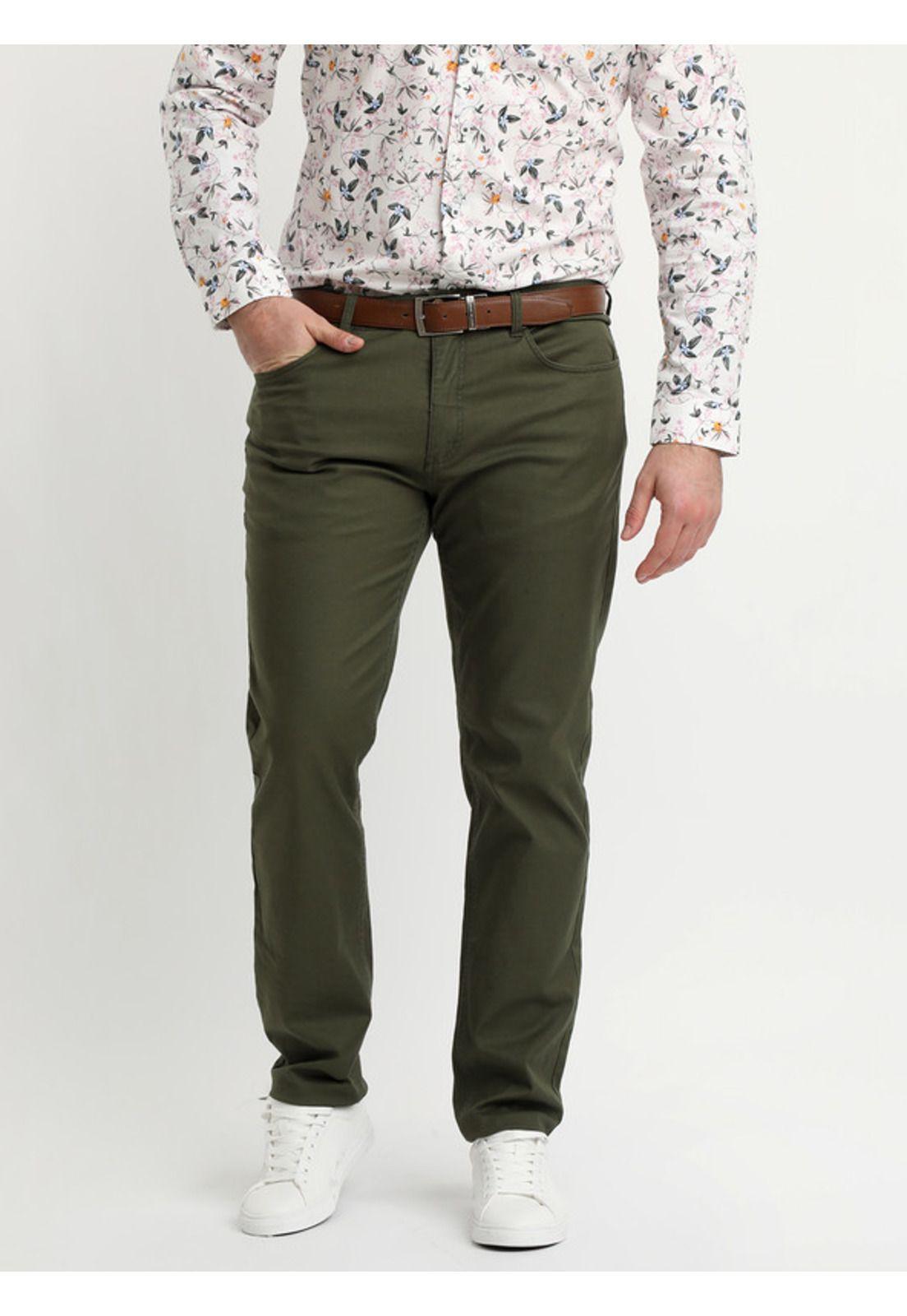 Pantalón Gabardina Spandex 5 Bolsillos Verde oscuro-0