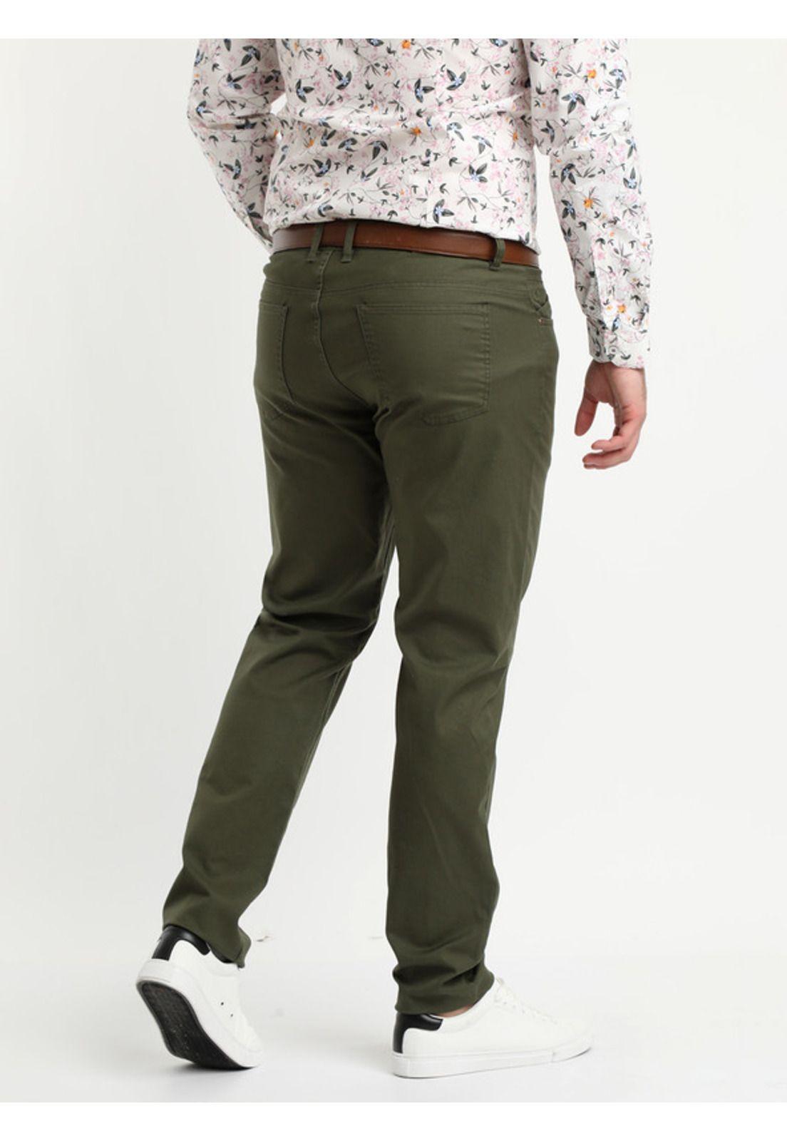 Pantalón Gabardina Spandex 5 Bolsillos Verde oscuro-1