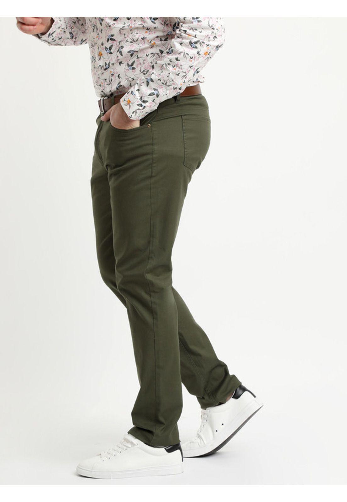 Pantalón Gabardina Spandex 5 Bolsillos Verde oscuro-2