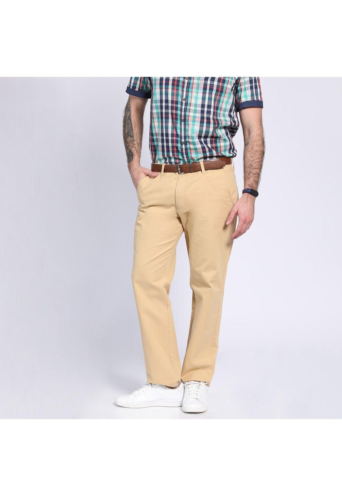 Pantalón Gabardina Frente Plano Regular Fit Khaki-0