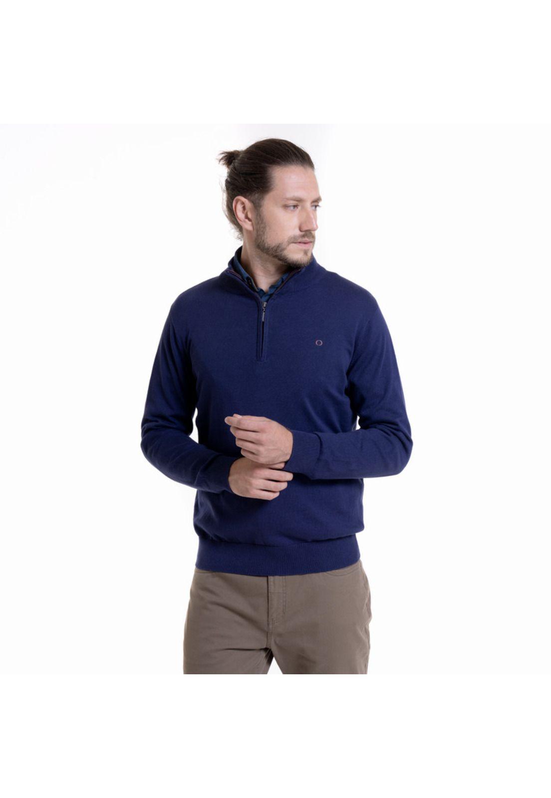 Sweater Half Zipper Azul Marino-0