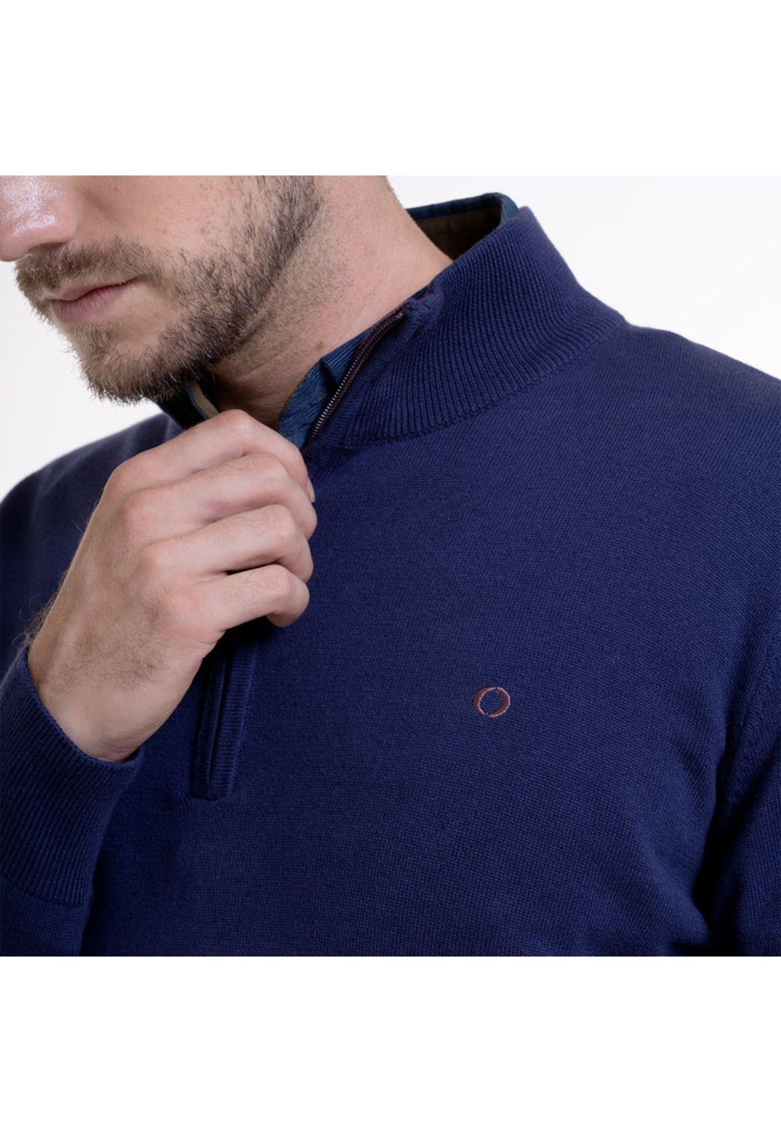 Sweater Half Zipper Azul Marino-3