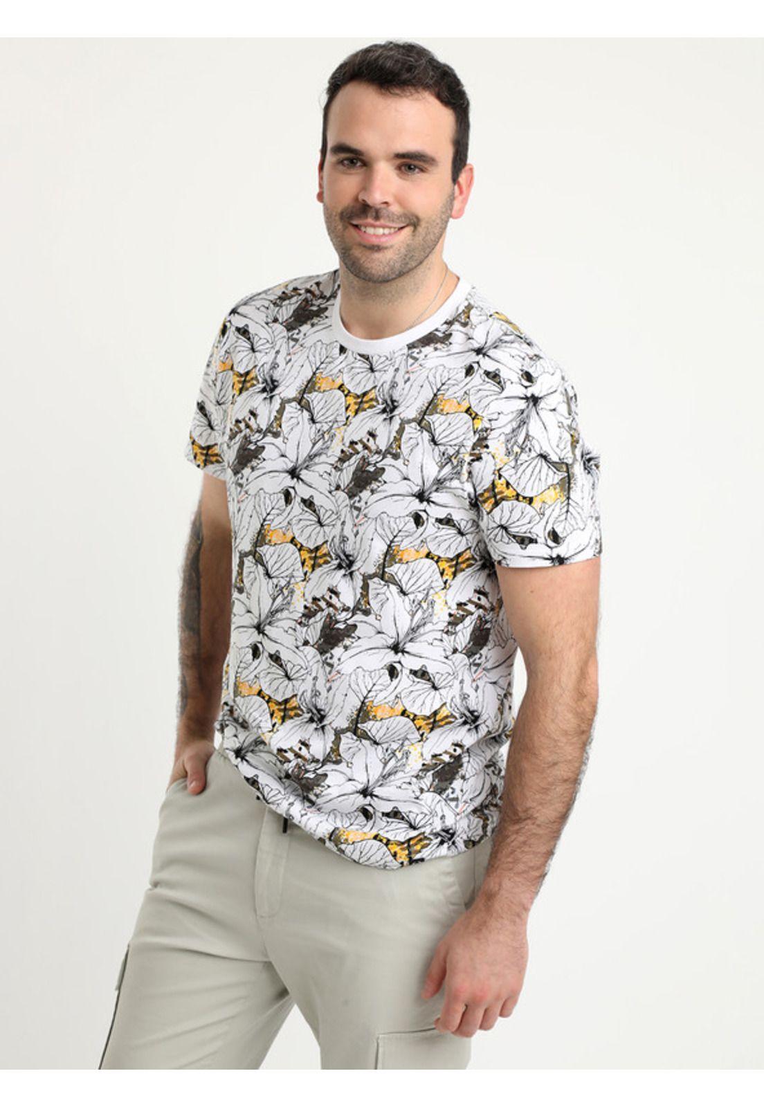 Polera Cuello Redondo Estampada Verde Musgo-0