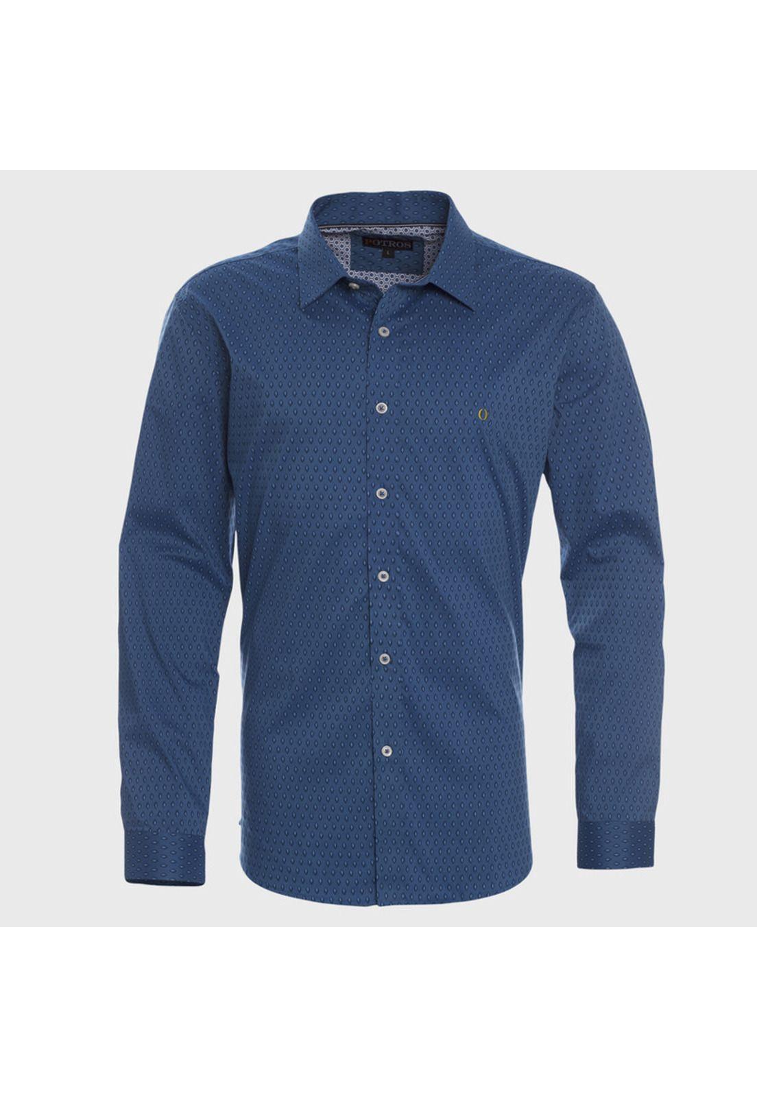 Camisa Estampada Spandex Cuello Semi Italiano Sport-0