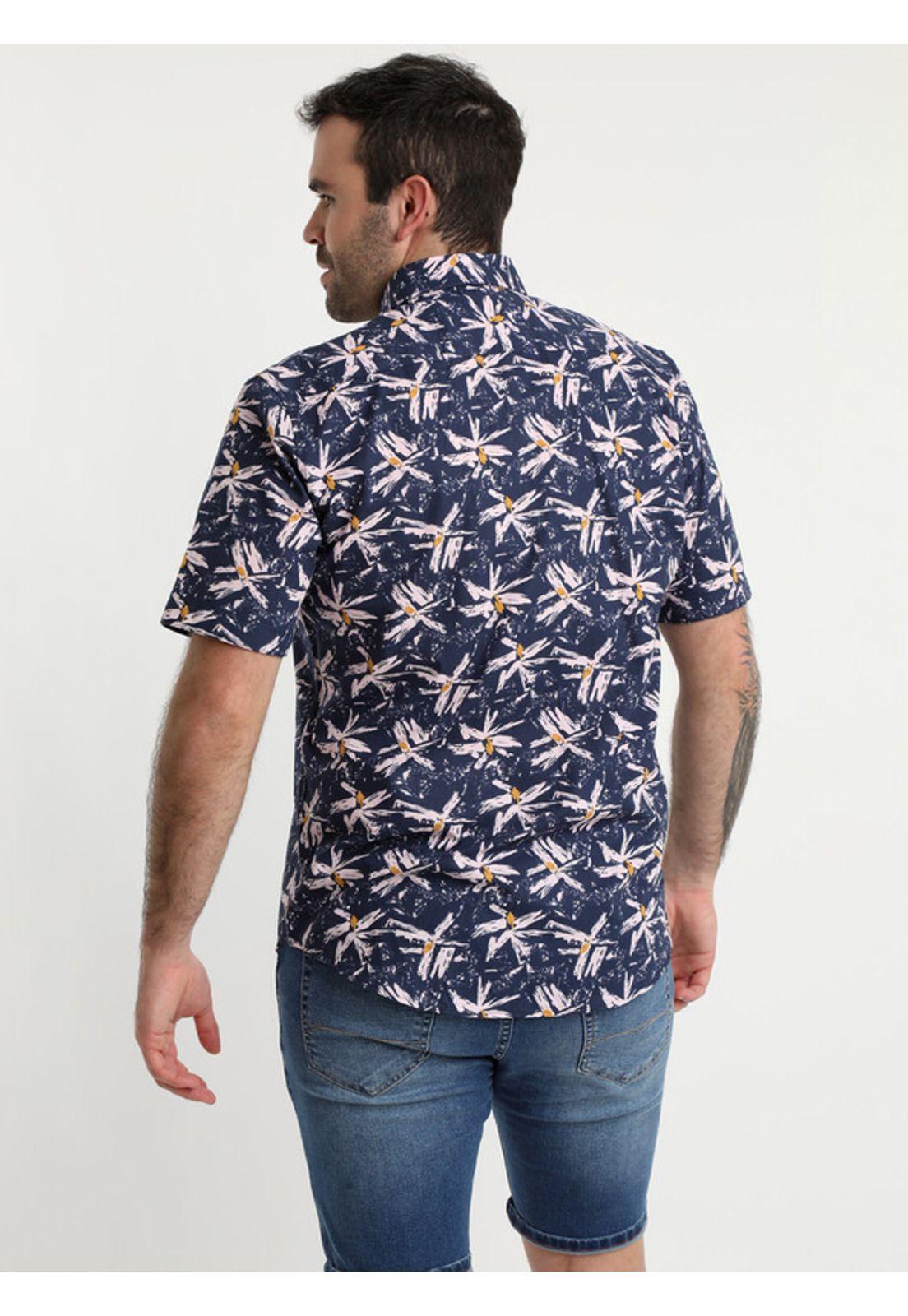 Camisa Estampada Algodón Mc Azul marino-1