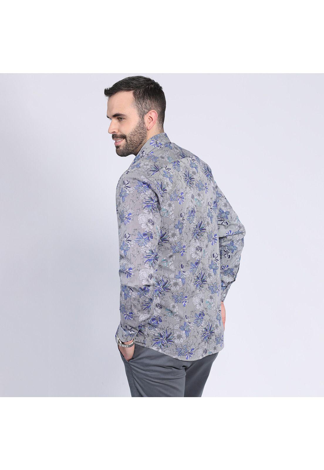 Camisa Estampada Spandex Azul-1