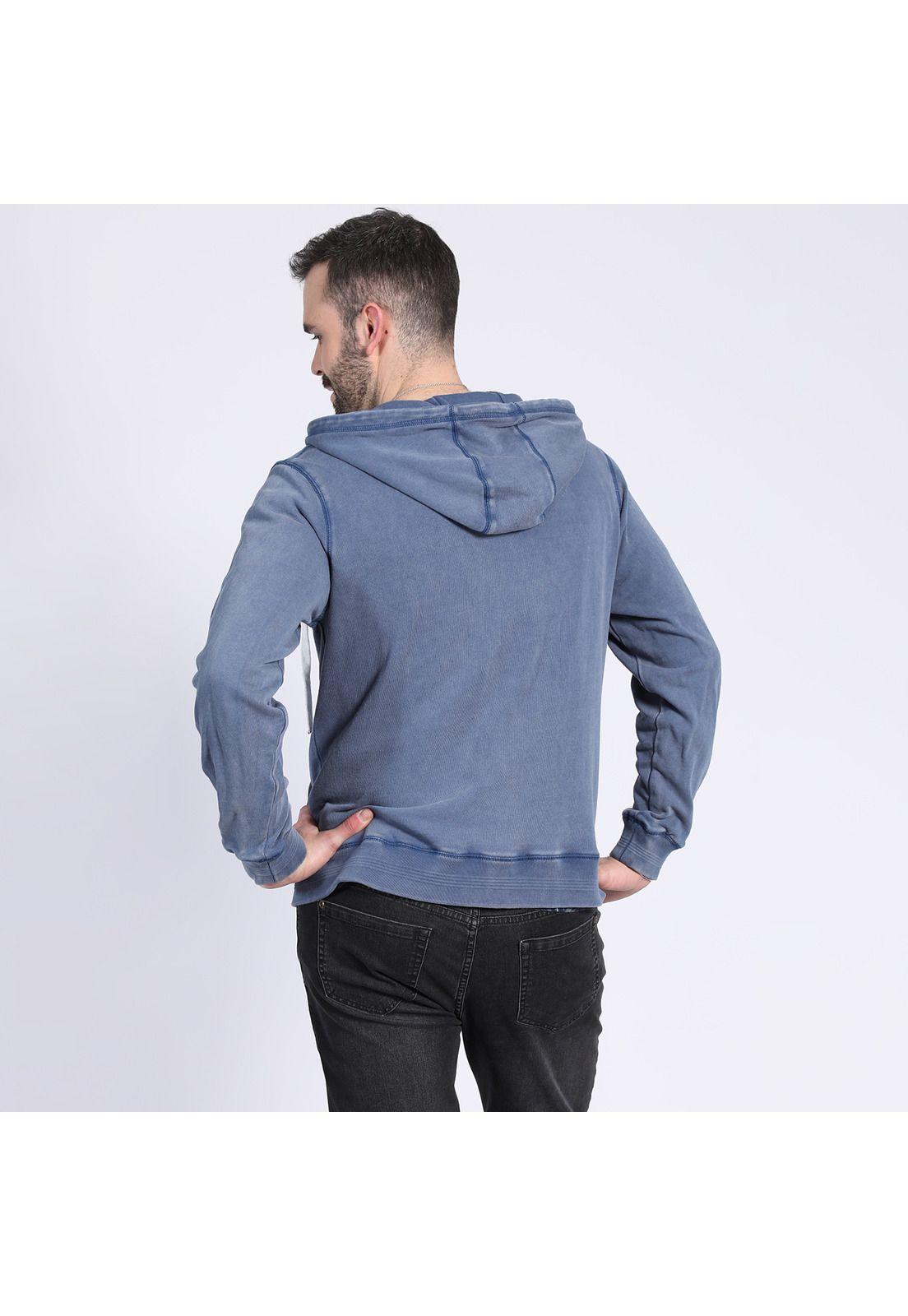Polerón Full Zipper Con Capucha Azul Marino-1